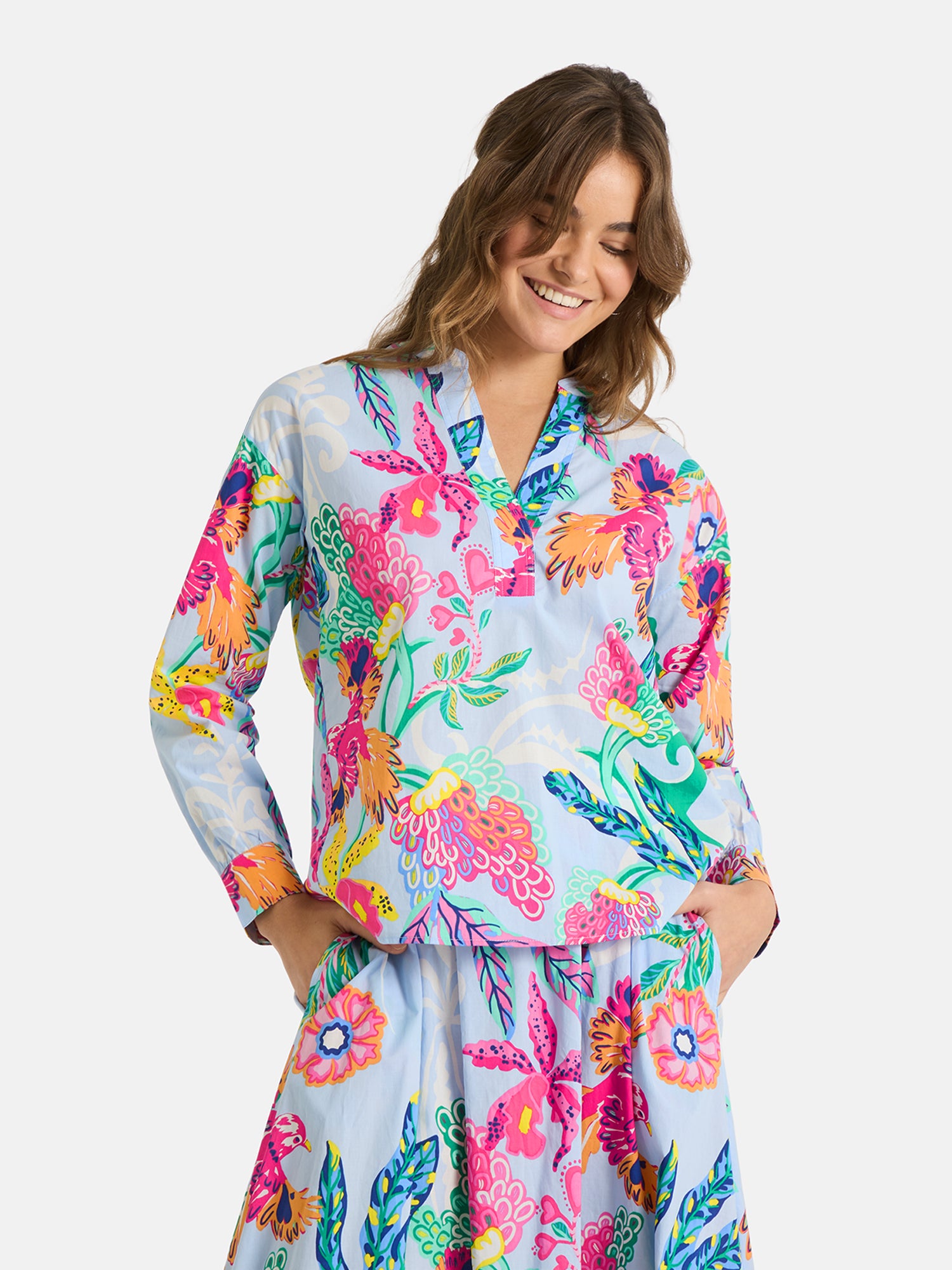 Lieblingsstück EdanaL Bluse Baumwolle hellblau Print