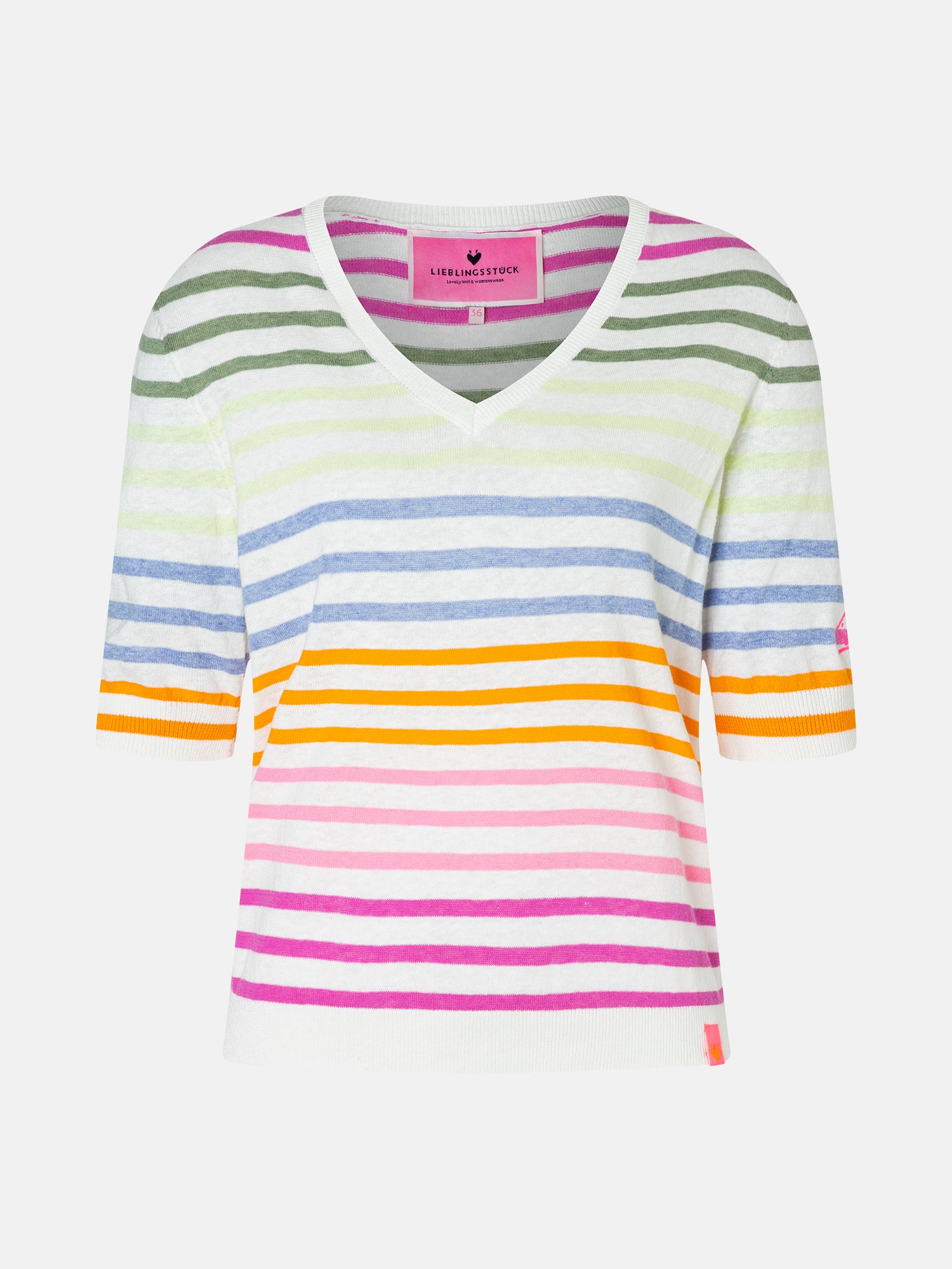 Lieblingsstück MarvicL Kurzarm Pullover offwhite gemustert