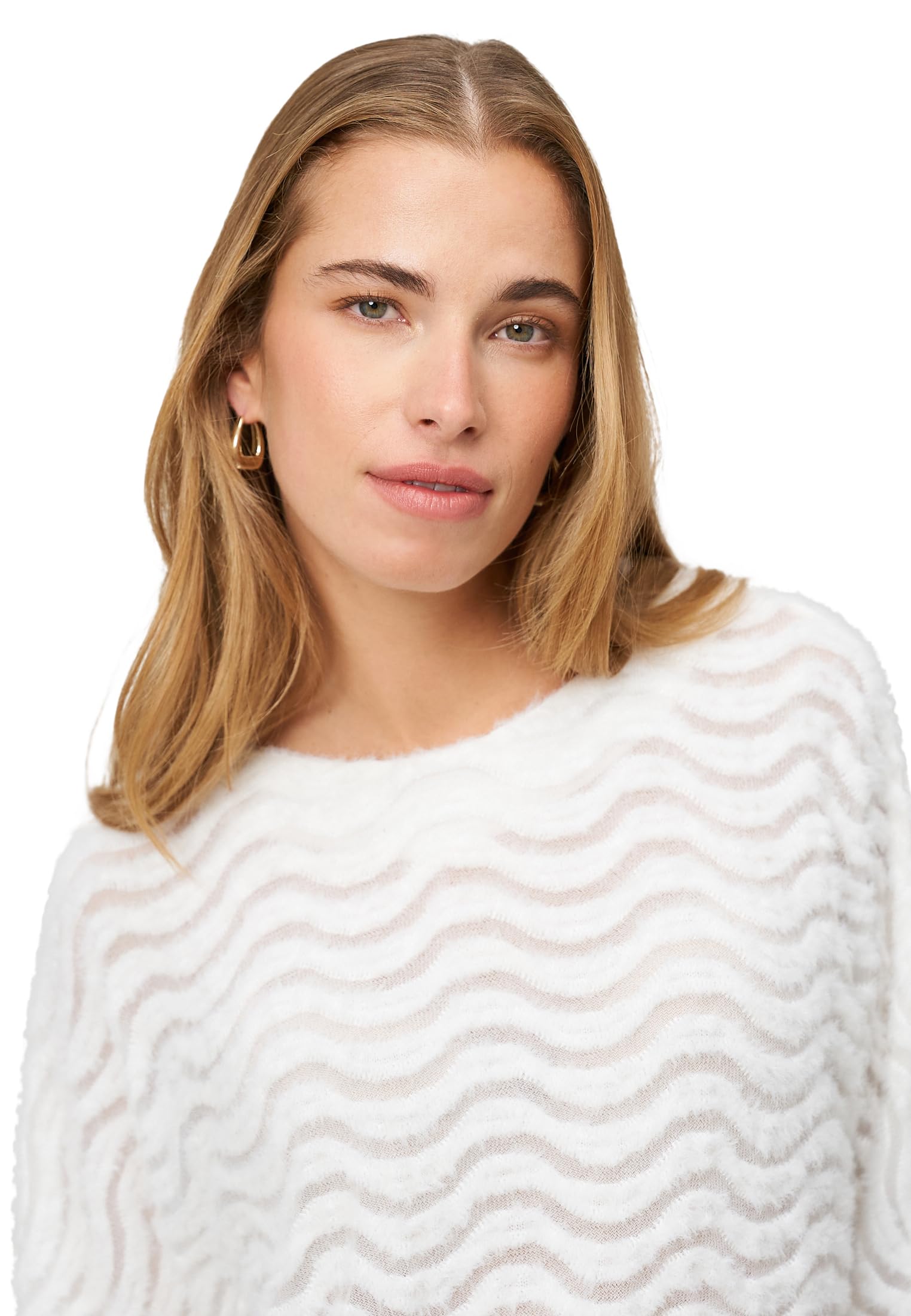 zero Sweatshirt Wellenmuster Damen Eggnog Gr. 38 lässig