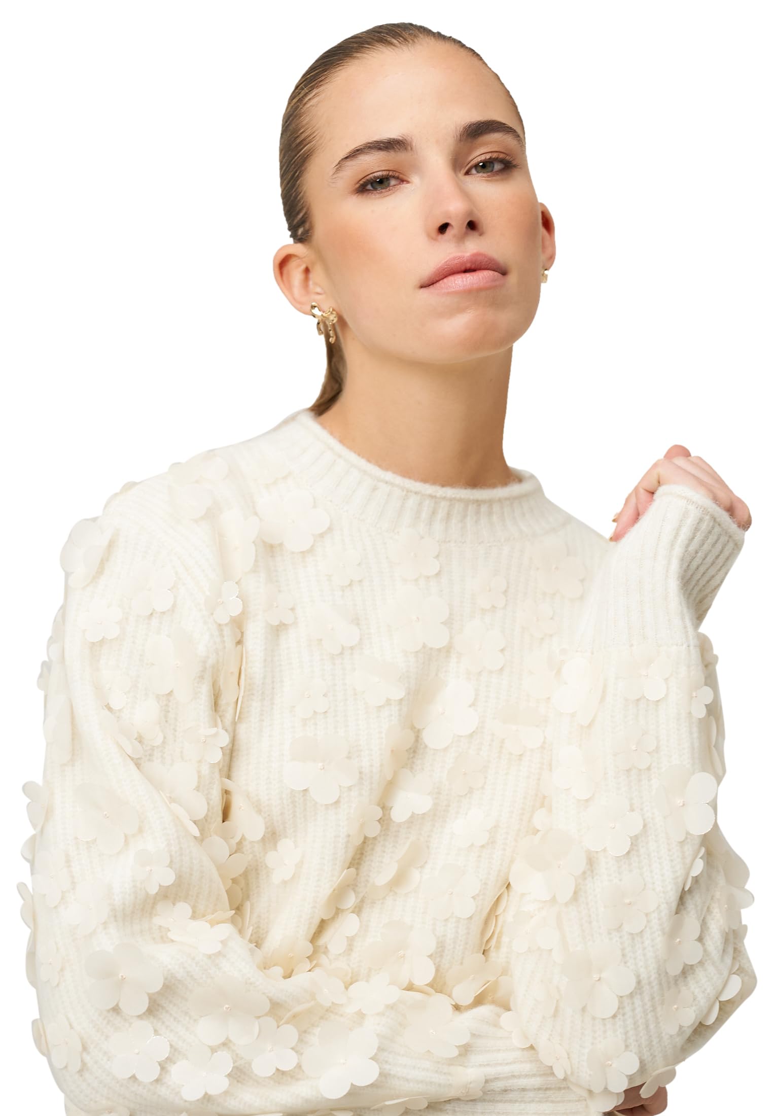 zero Pullover mit 3D-Blüten Eggnog Gr.40