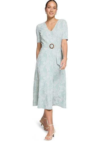 zero Midikleid mit Gürtel Gr. 40 Blue/Cream