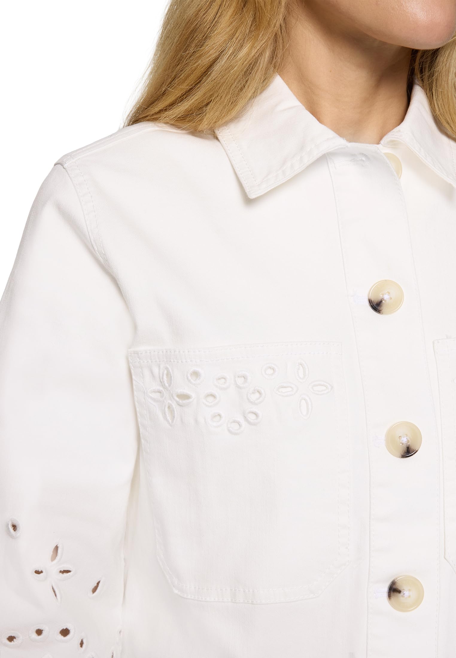 zero Blazer-Jacke mit Lochmuster Gr.40 Patch Cream