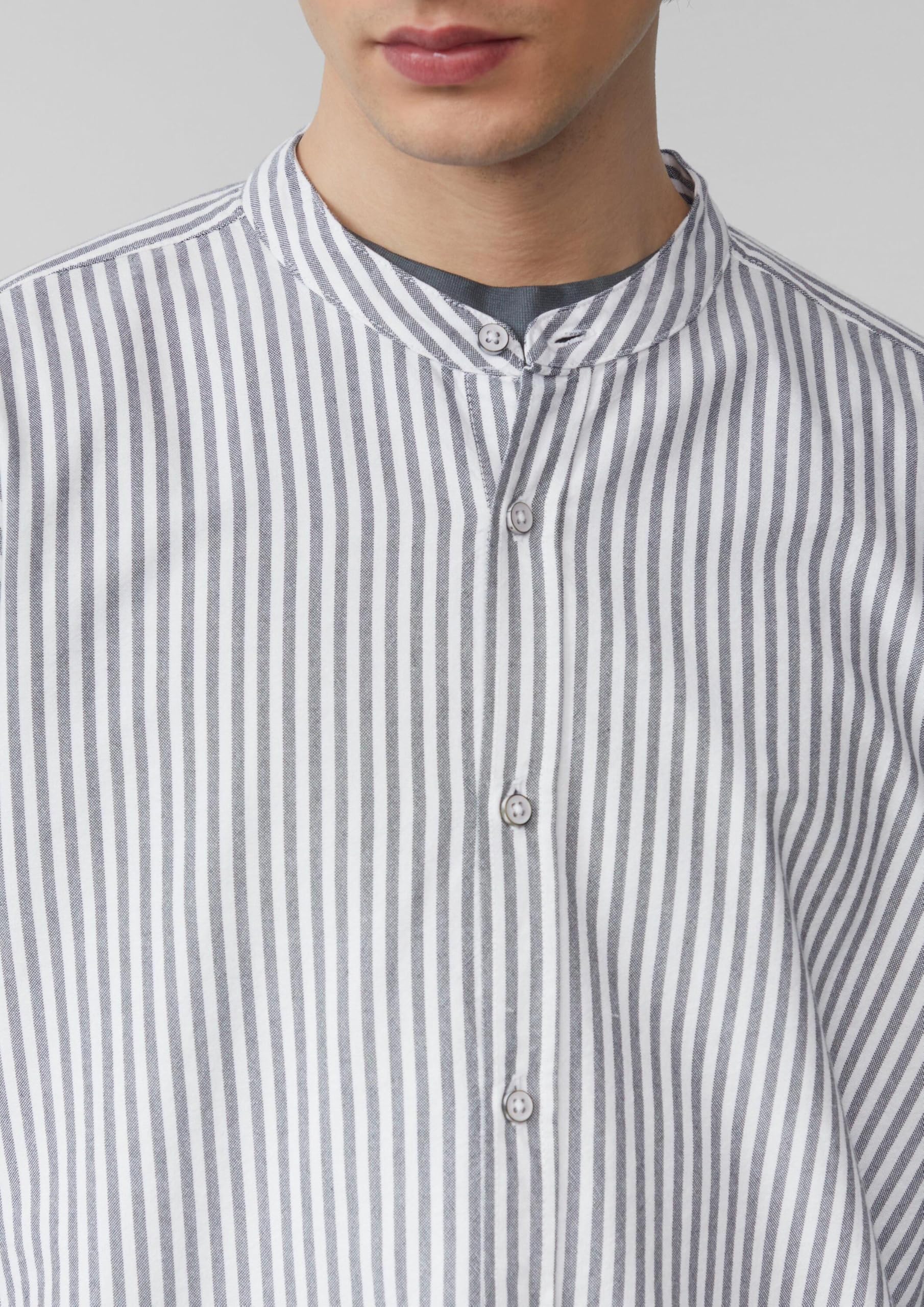 s.Oliver QS Stehkragenhemd Herren Oxford gestreift
