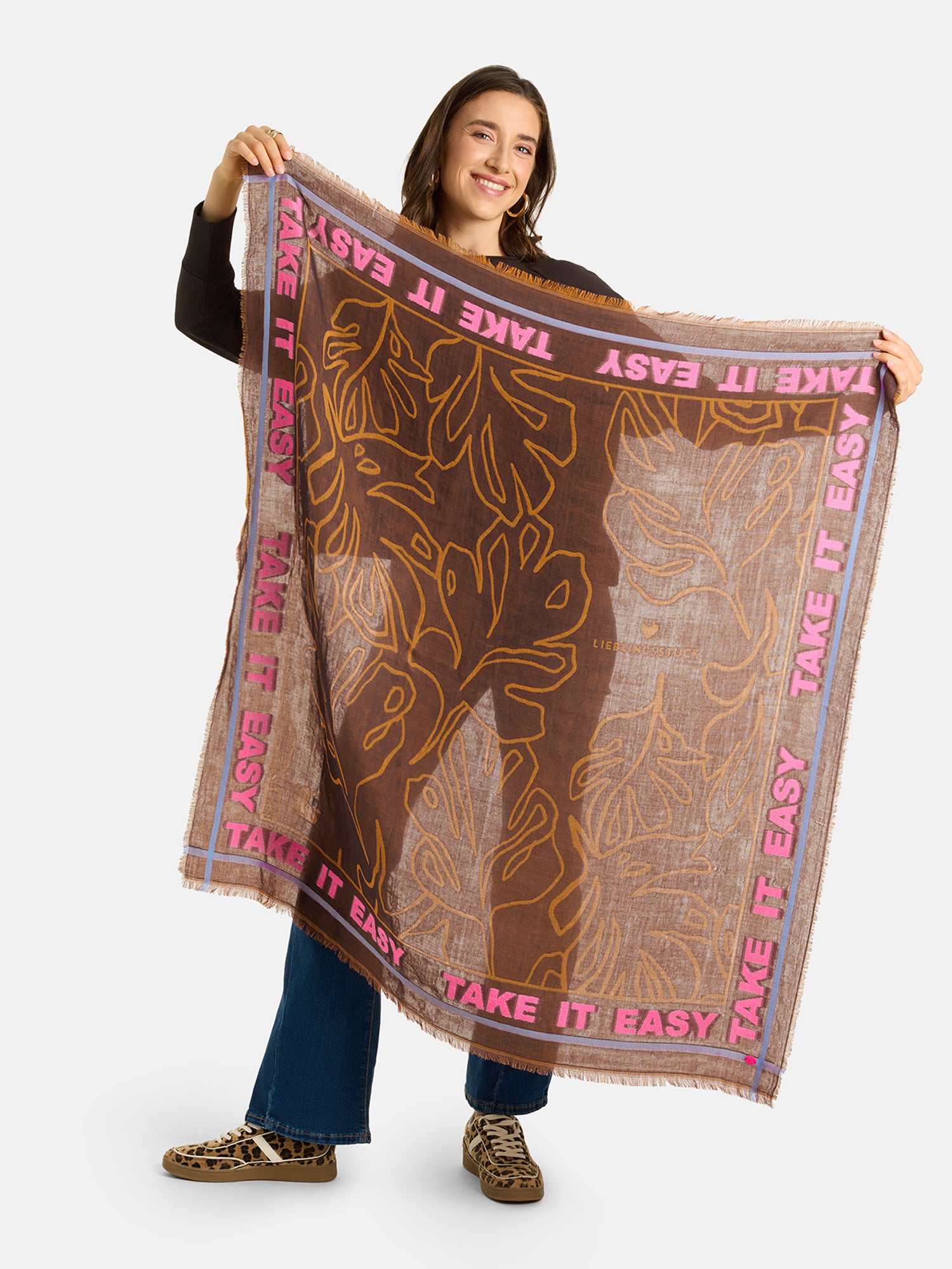 Lieblingsstück MadelaineL Tuch dark brown mit Wolle