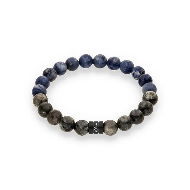s.Oliver RED LABEL Beads Armband grau/blau Herren