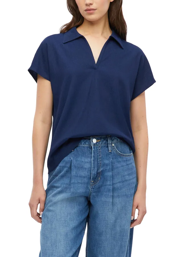 s.Oliver RED LABEL Polo-Shirt 46 dunkelblau V-Ausschnitt