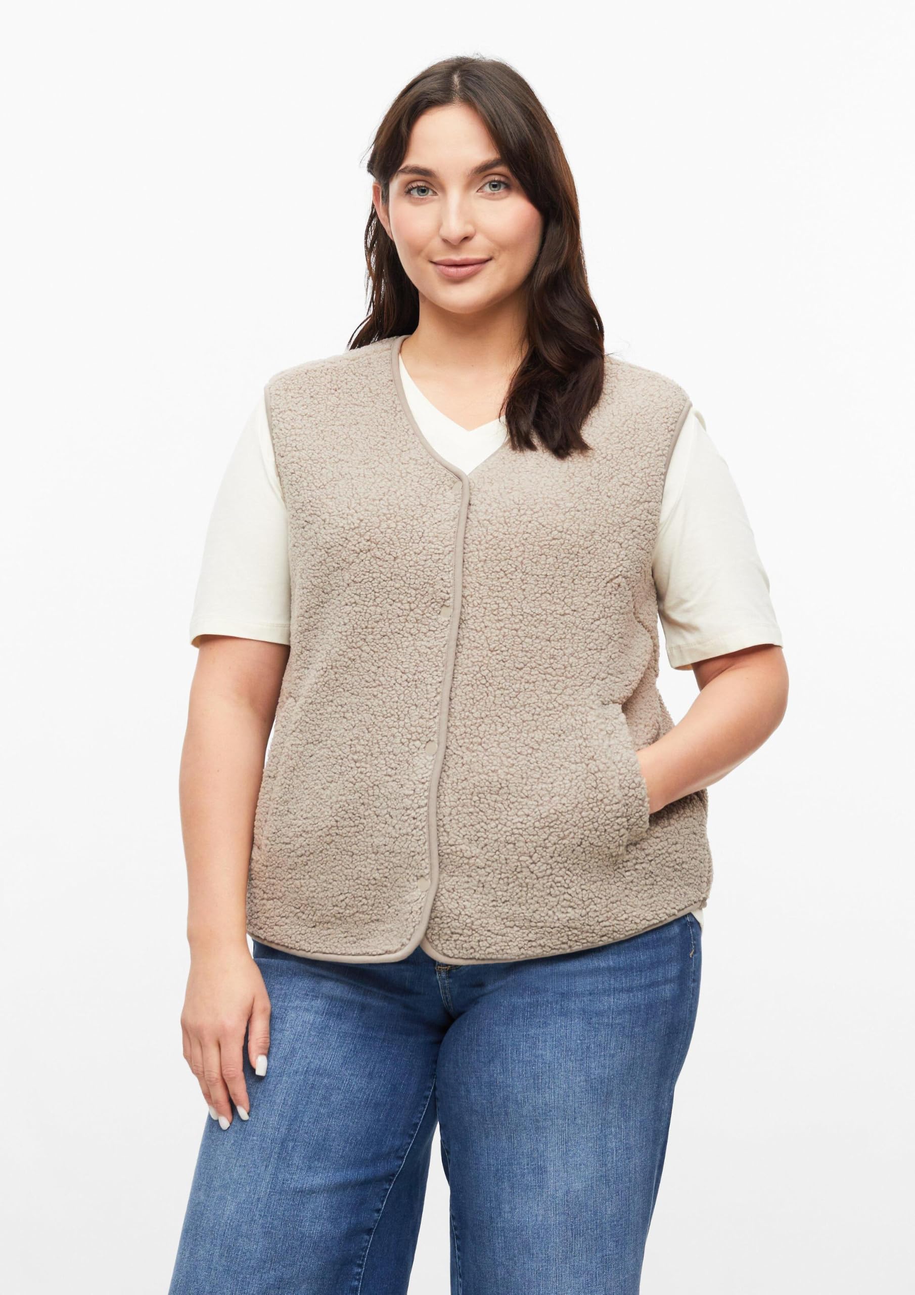 s.Oliver Red Label Teddy-Weste Relaxed Gr.48 grau