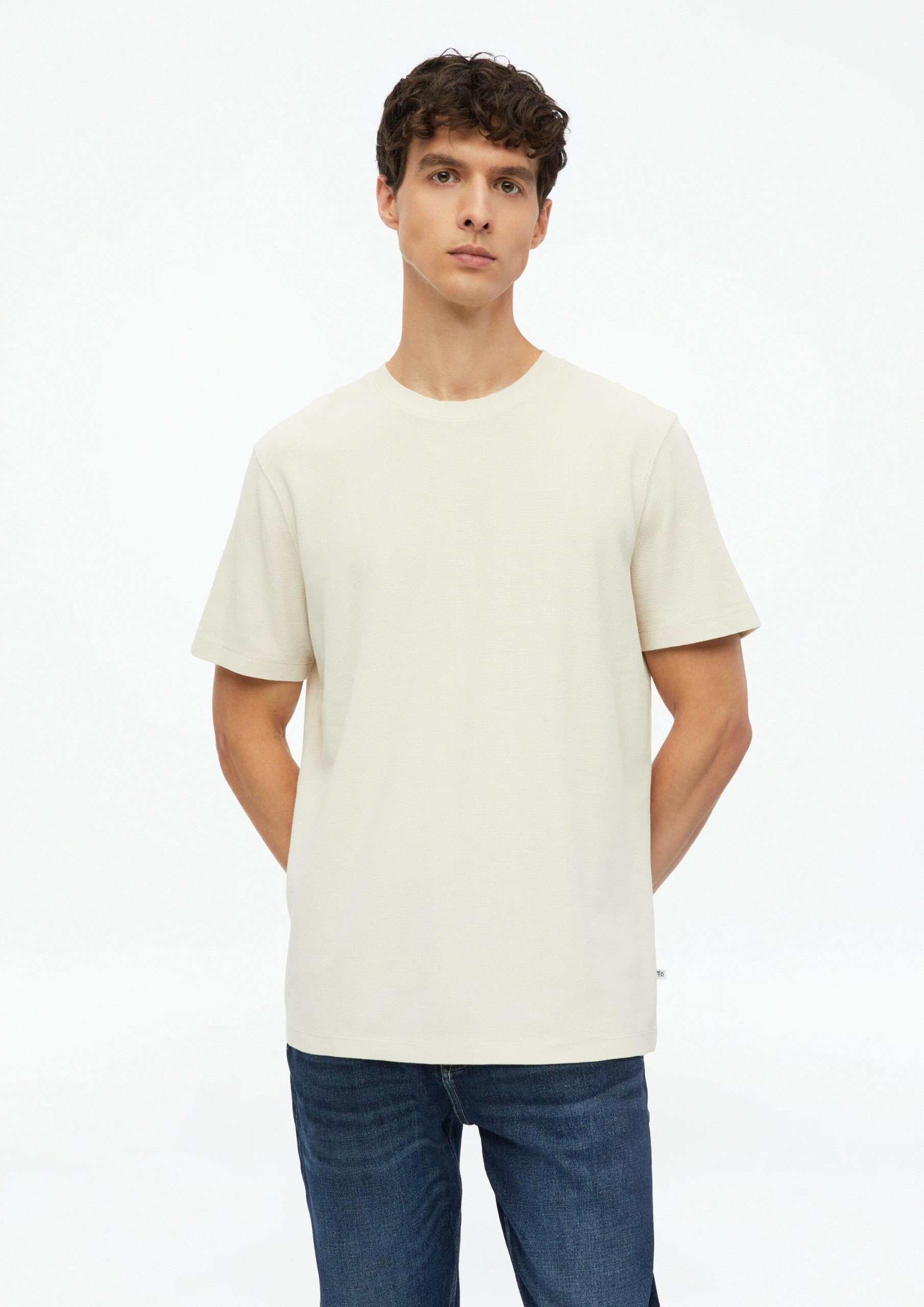 s.Oliver Waffeljersey T-Shirt Beige reine Baumwolle