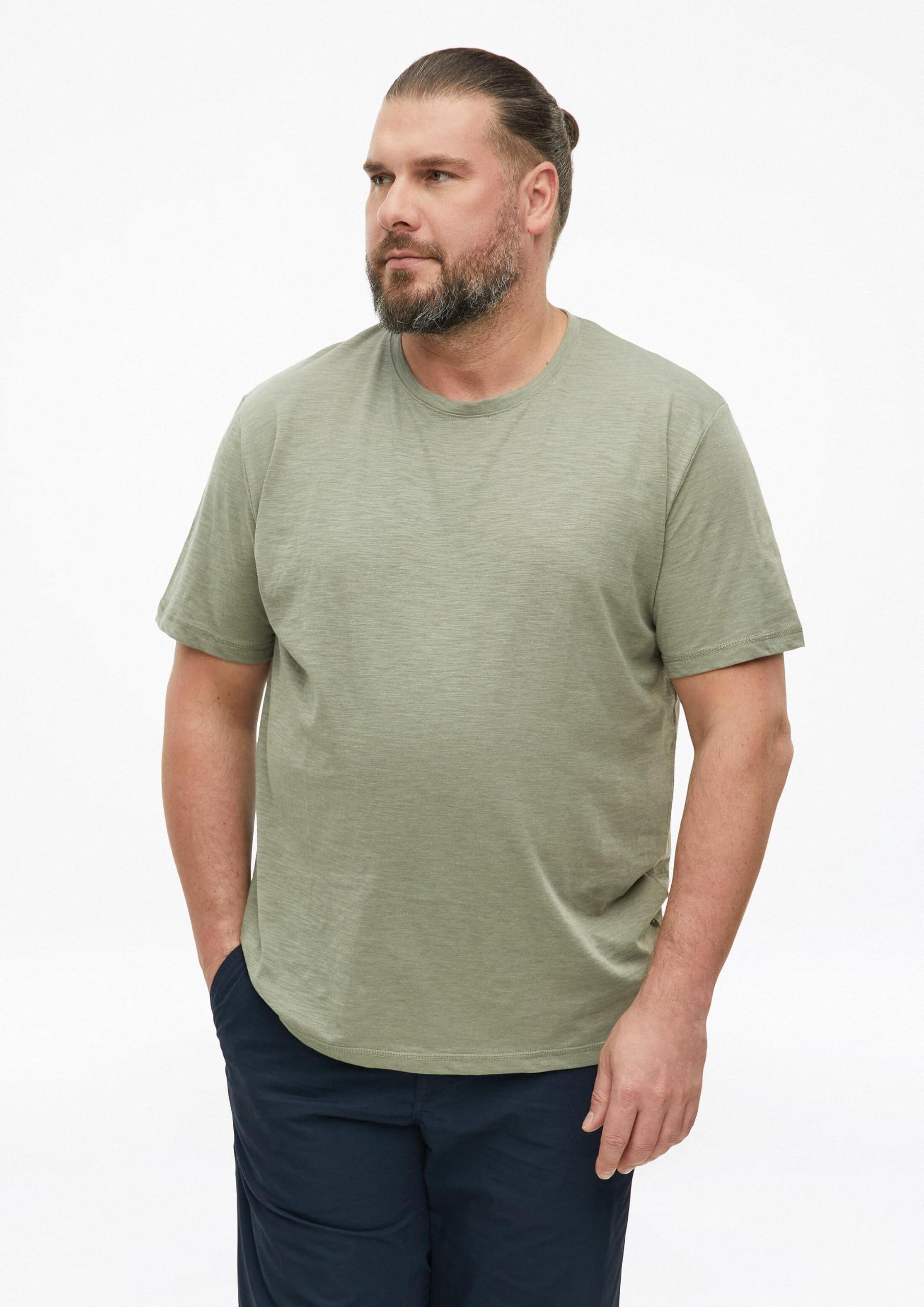 s.Oliver T-Shirt meliert Baumwollmix Olivgrün