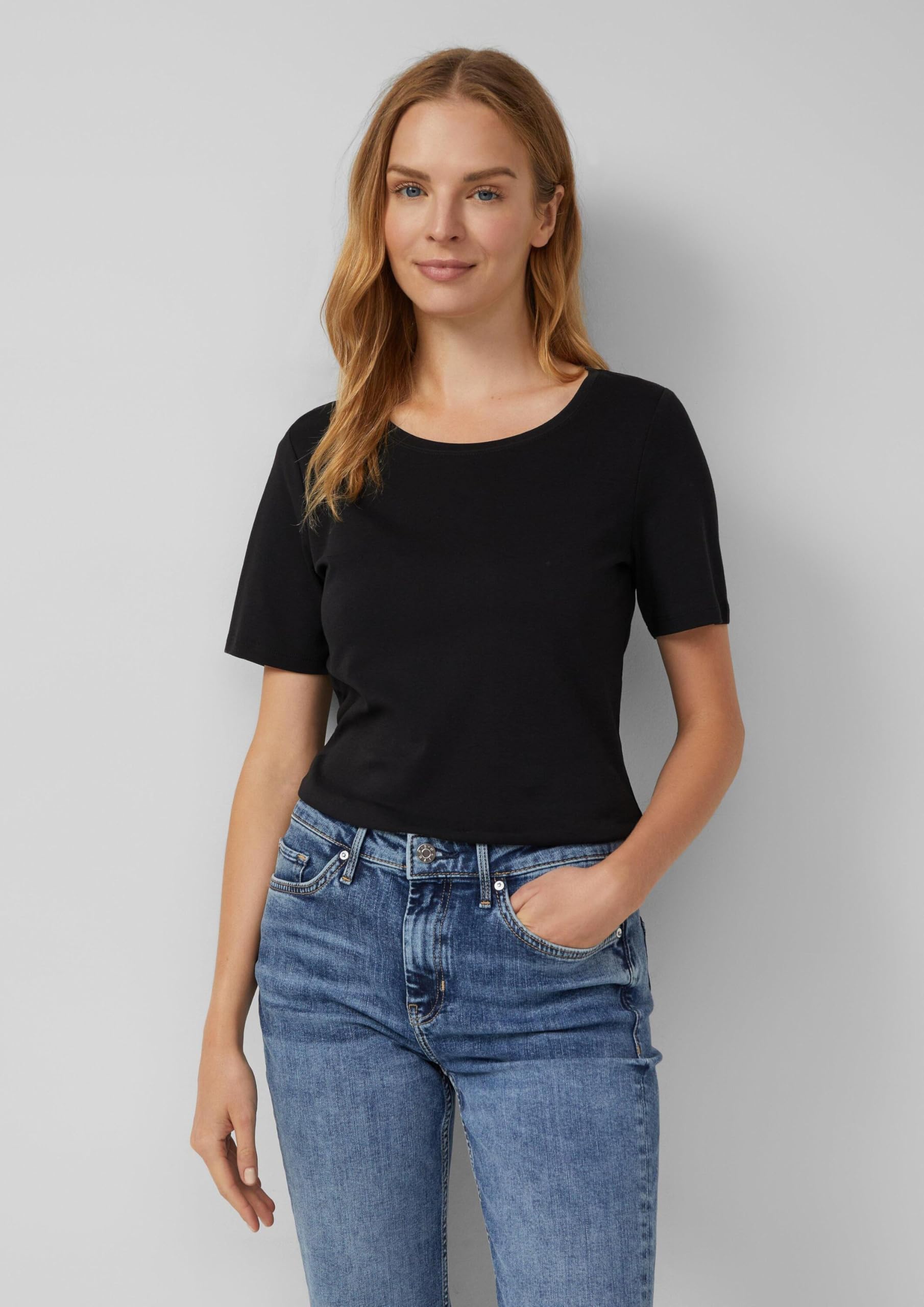 s.Oliver T-Shirt 2er-Pack Interlock weiß-schwarz Gr.40