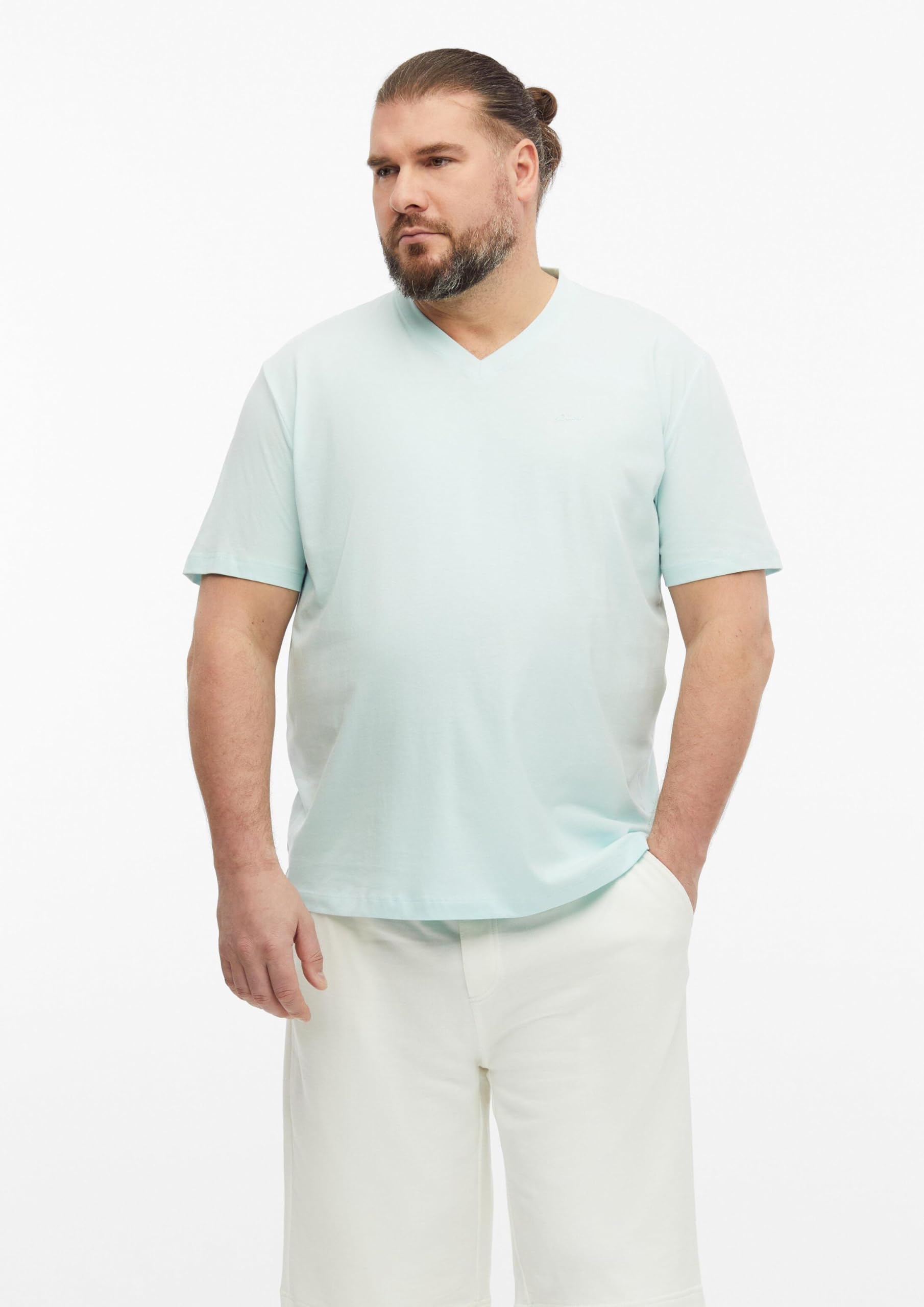 s.Oliver Big Size T-Shirt V-Ausschnitt Baumwolle schwarz