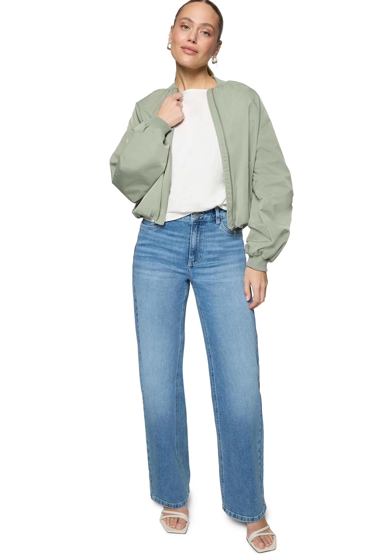 zero Bomberjacke mit Reißverschluss Jacke 40 Silver Sage