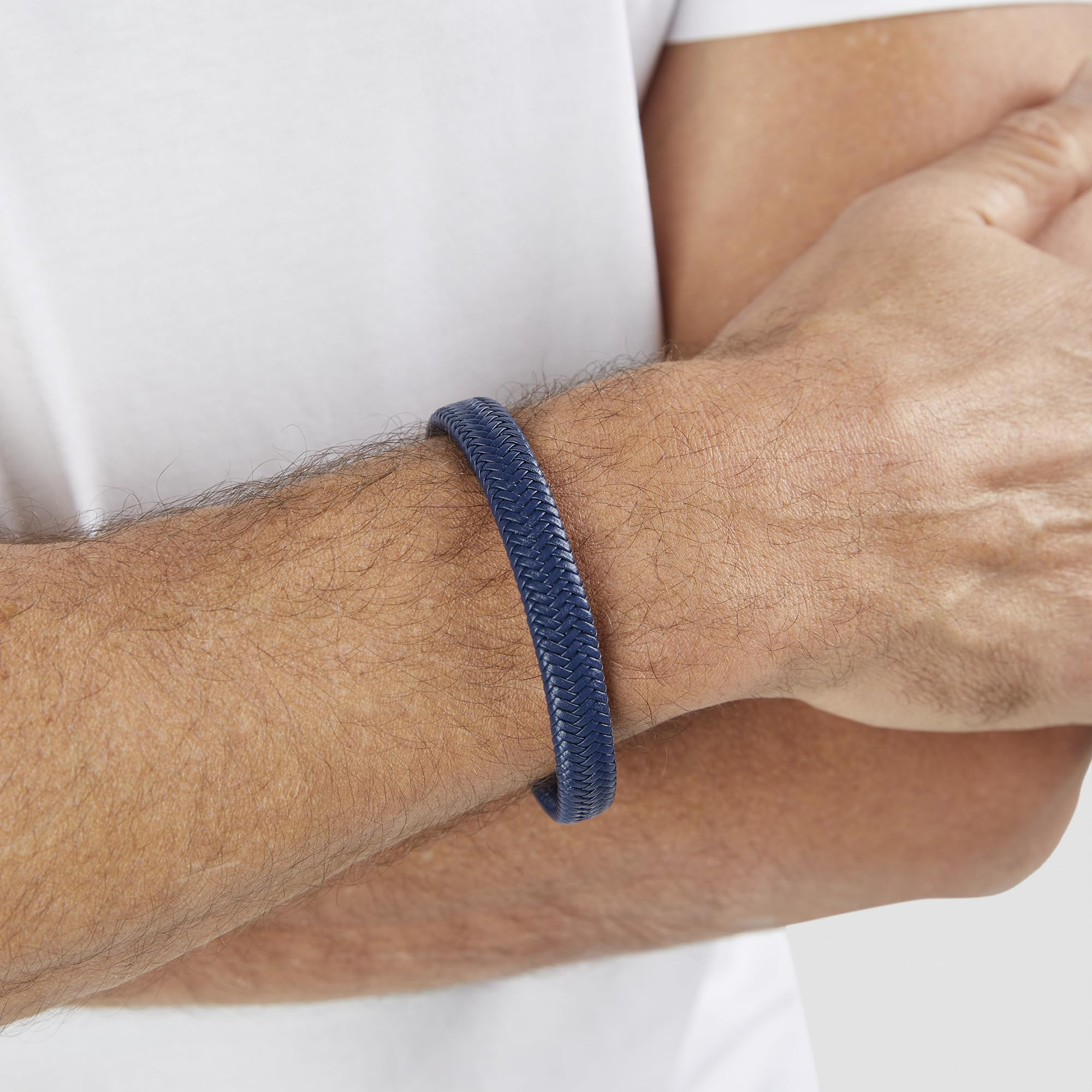 s.Oliver RED LABEL Bold Lederarmband blau Edelstahl