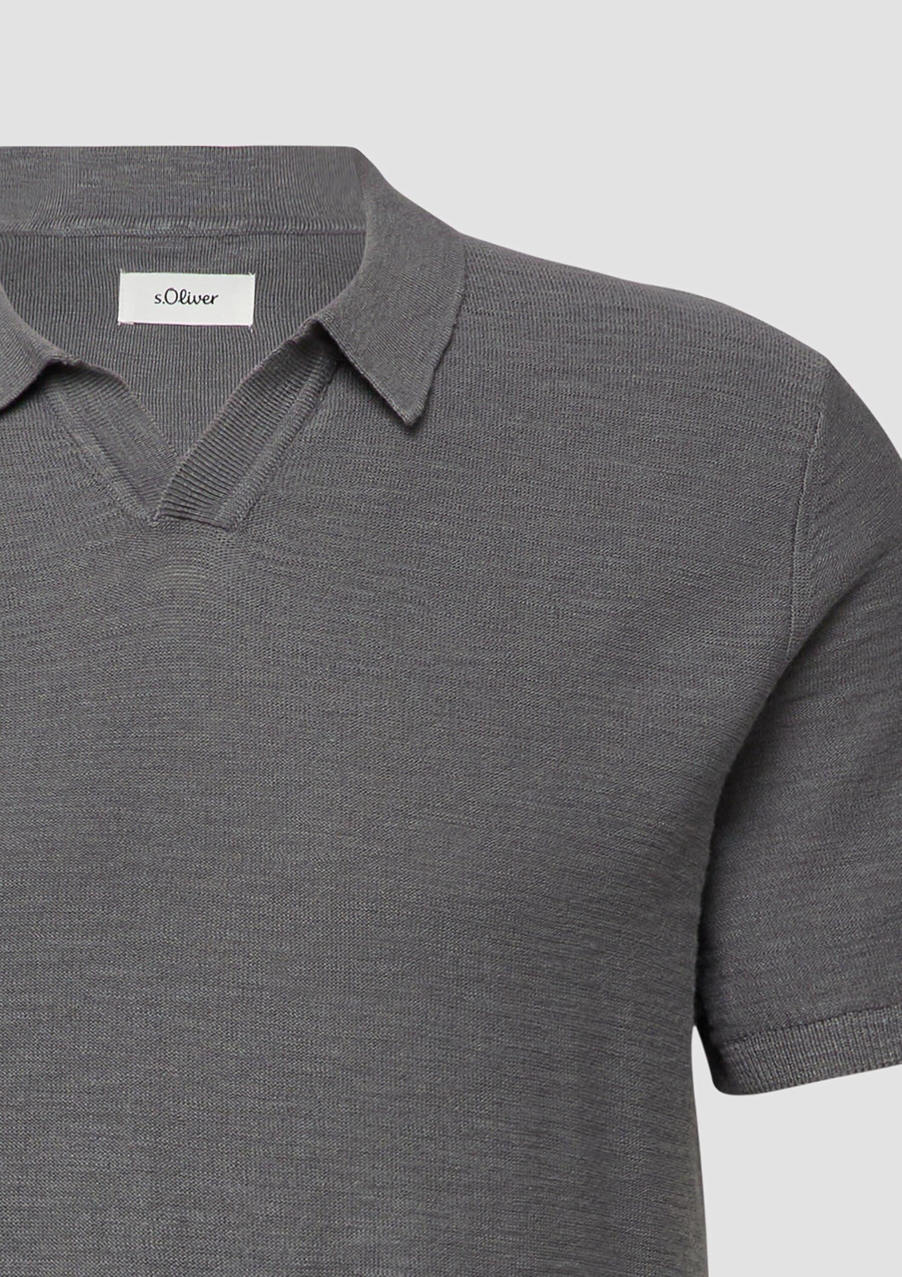s.Oliver RED LABEL Flammgarn Strick-Polo L olivgrün