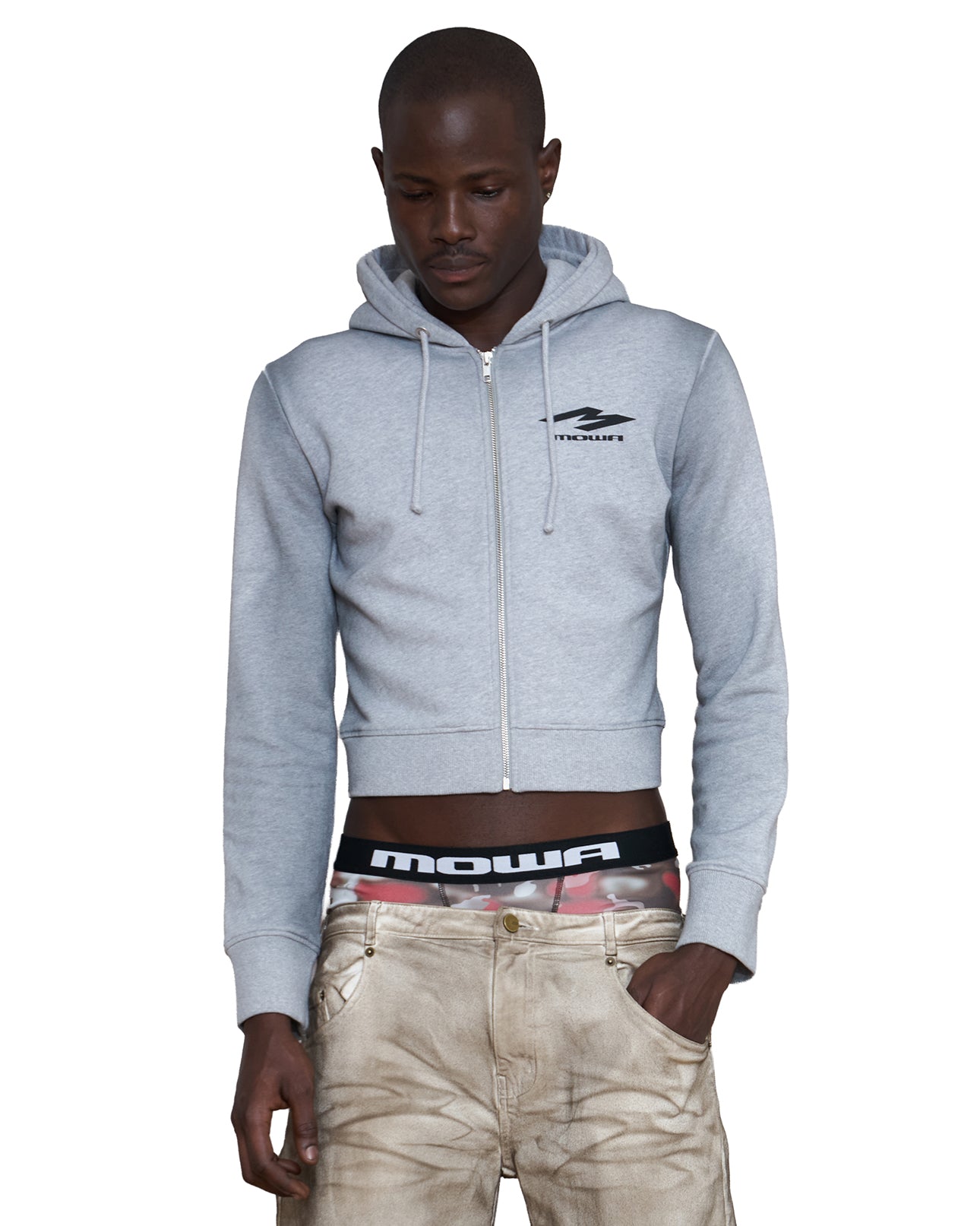 Mowalola Double D Hoodie Grey Hoodie Grau Cropped