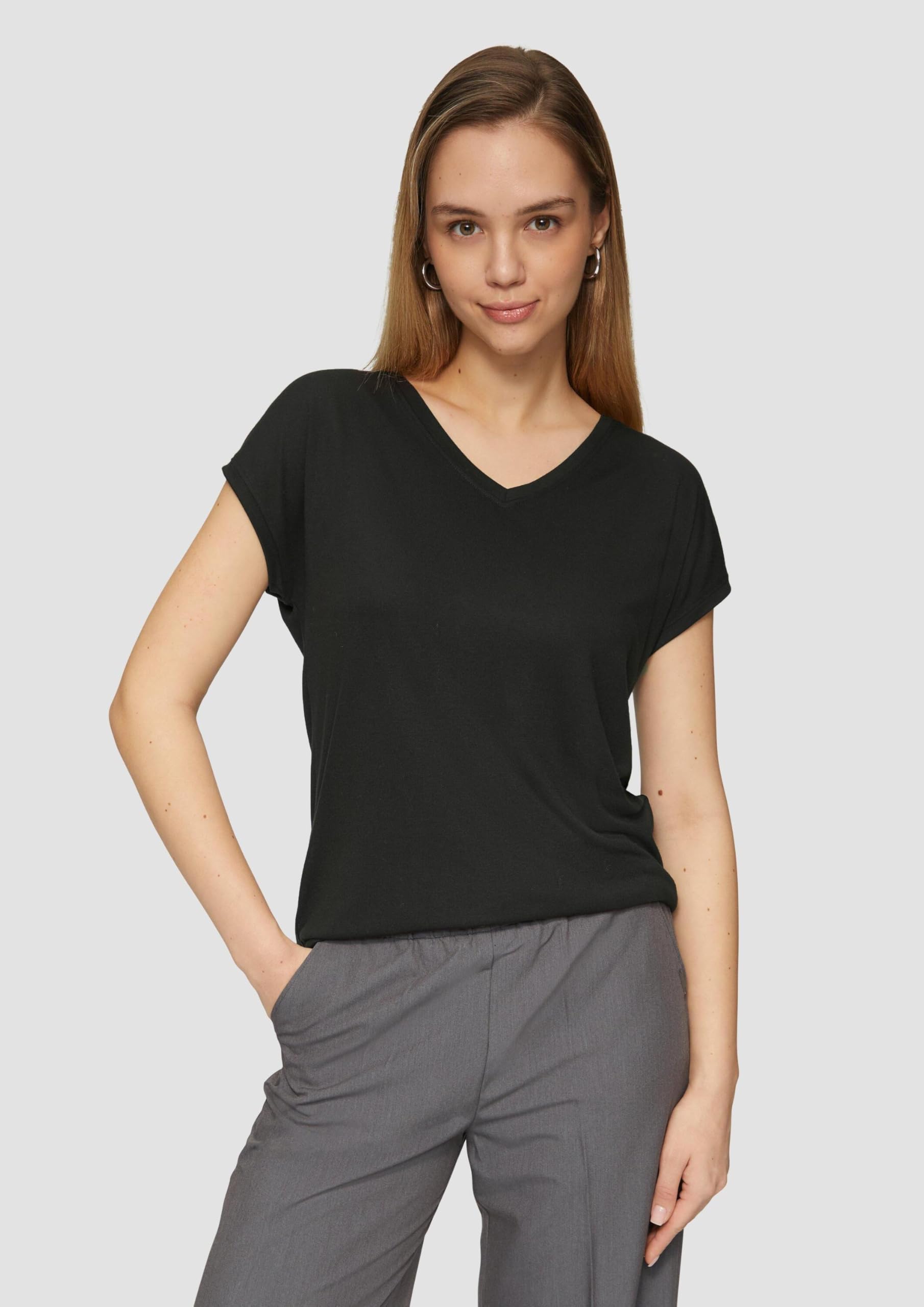 QS by s.Oliver lockeres T-Shirt Modalmix Damen leger