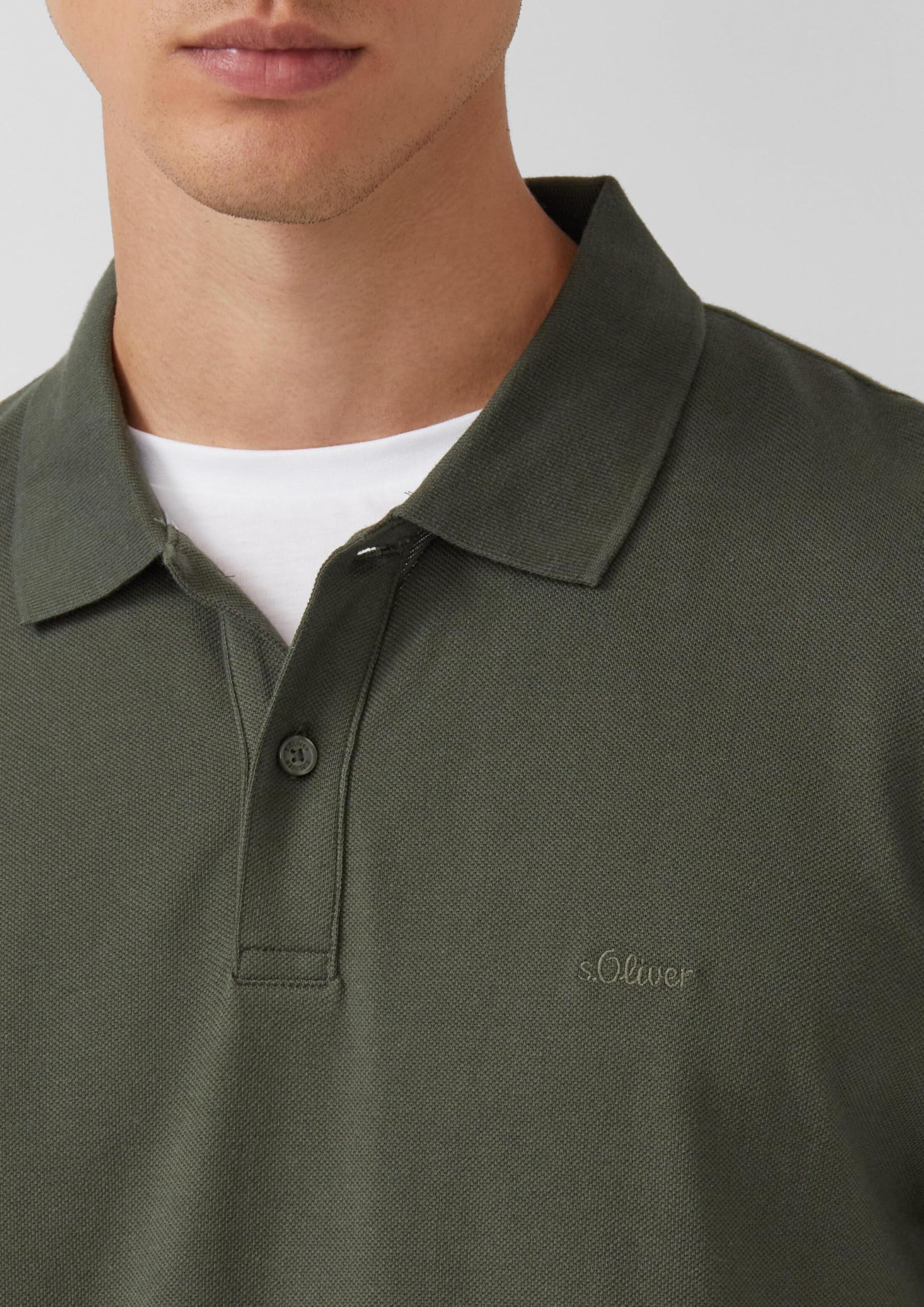 s.Oliver 2024581 Polohemd Olive 3XL aus Piqué-Baumwolle