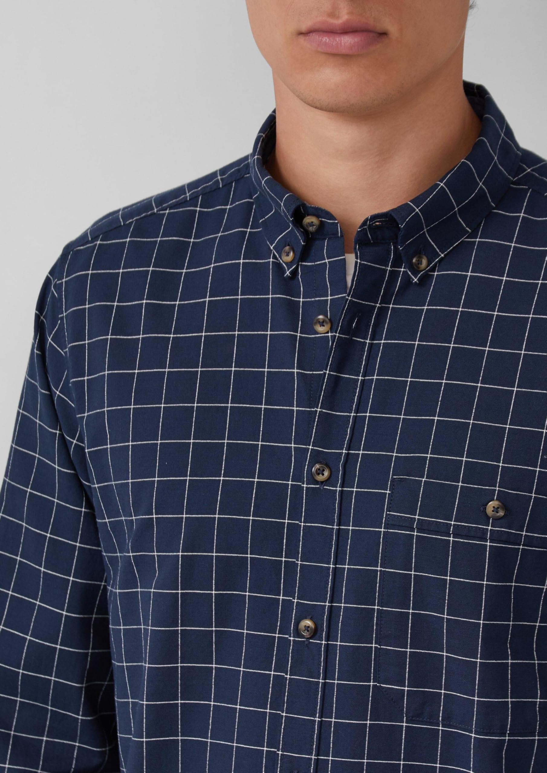 s.Oliver RED LABEL 2169482 Hemd Langarm L blau Karo