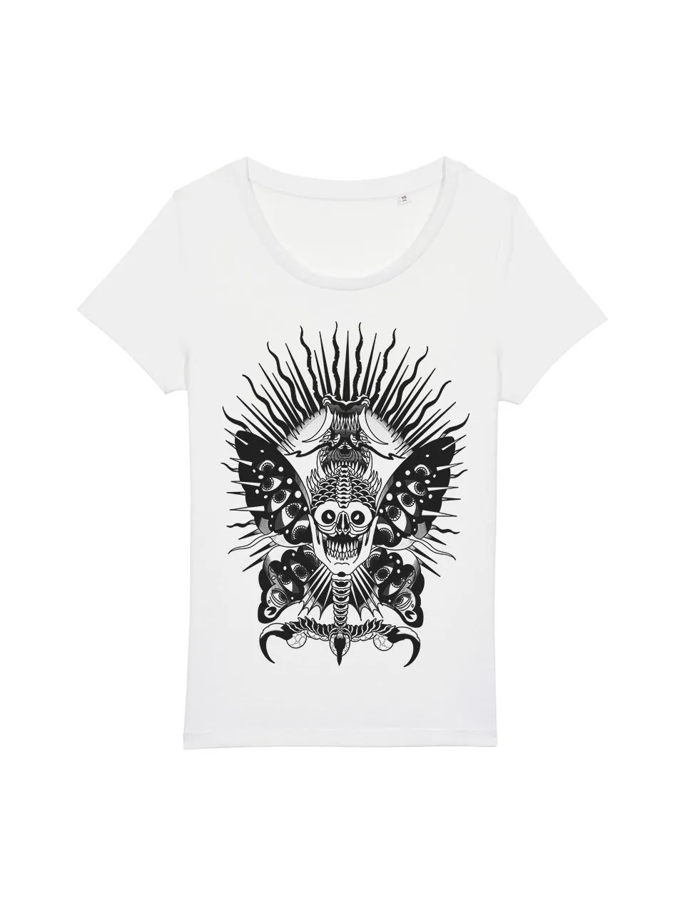 dna merch Loco Sailor Scary Butterfly T-Shirt Damen weiß Biobaumwolle