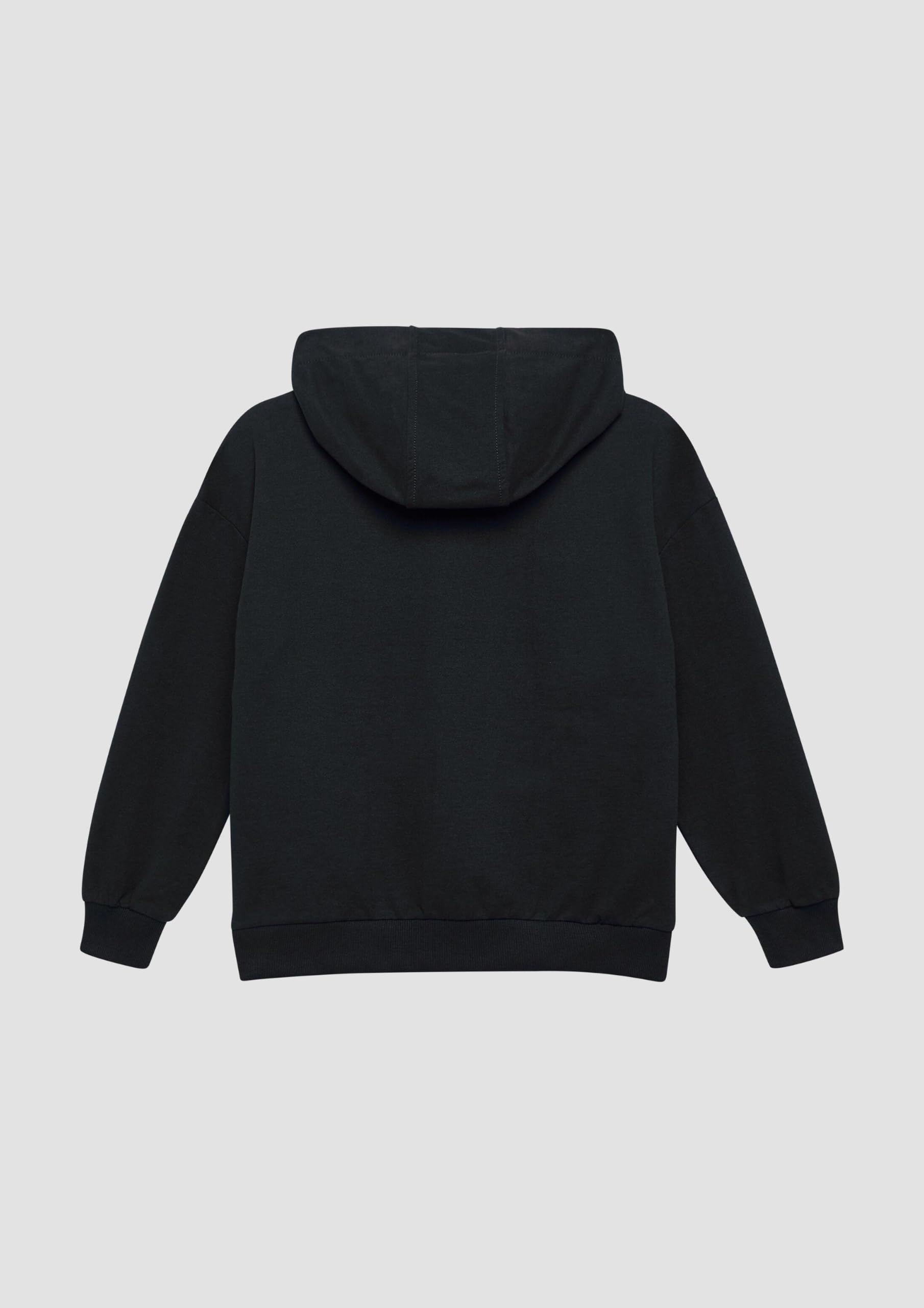 s.Oliver Oversized Hoodie Schwarz Schrift-Print Känguru