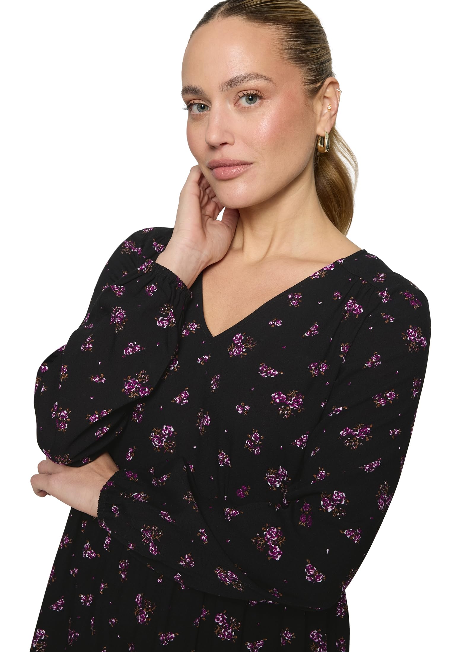 zero Blusenkleid mit Blumen Kleid 40 Black Pink