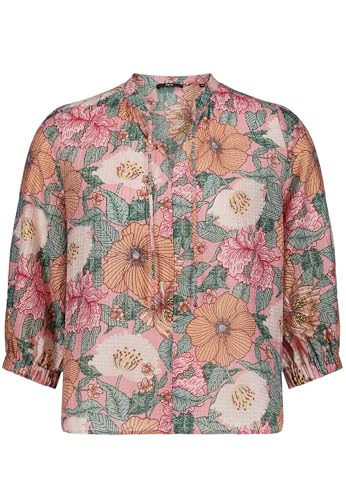zero Bluse Kurz 3/4 Arm Blumenmuster V-Ausschnitt