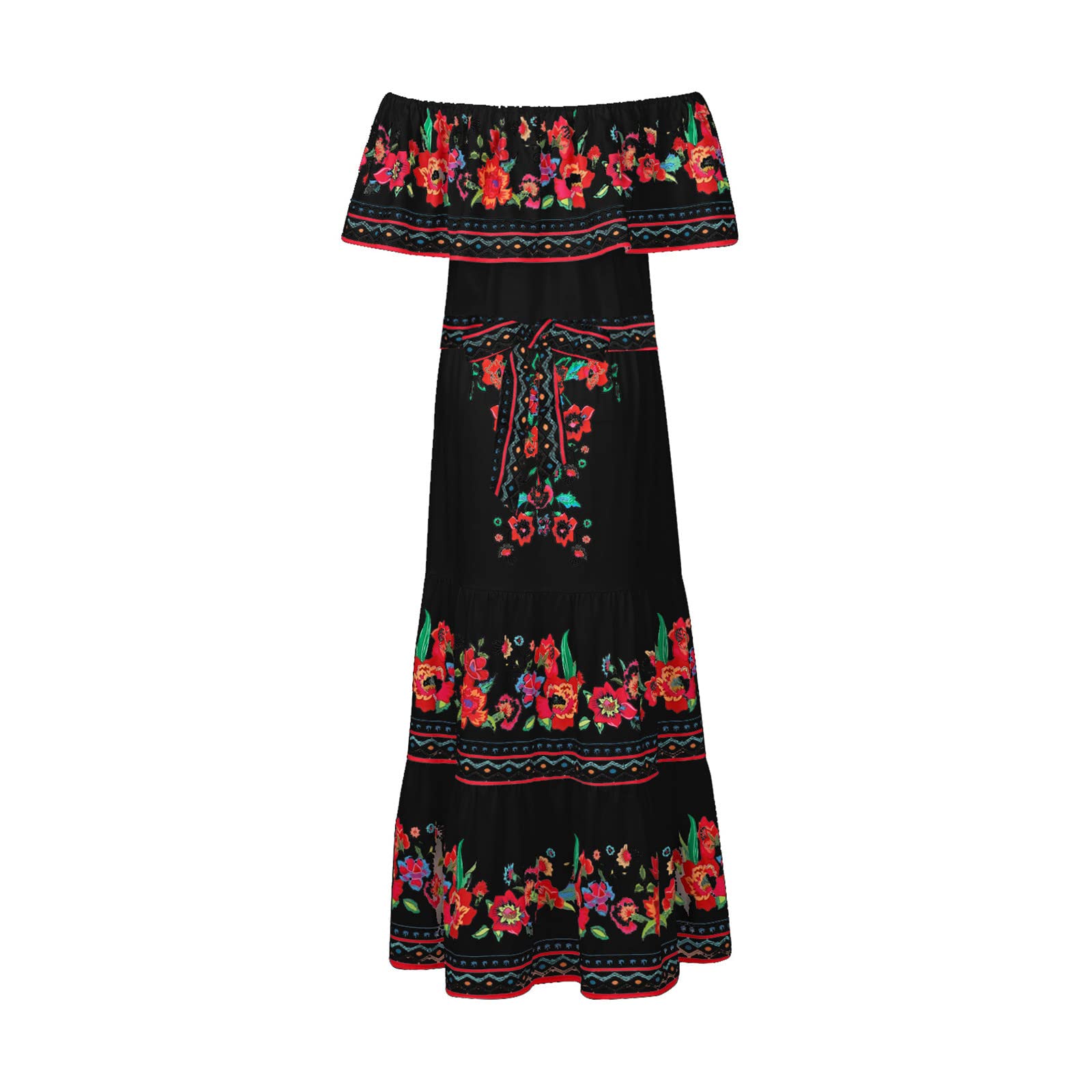 Singular AG Mexikanisches Schulterfrei Maxikleid Sommerkleid schulterfrei