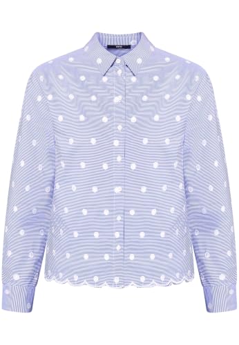zero Bluse Streifen Stickerei Damenbluse 40 BlueWhite klassisch
