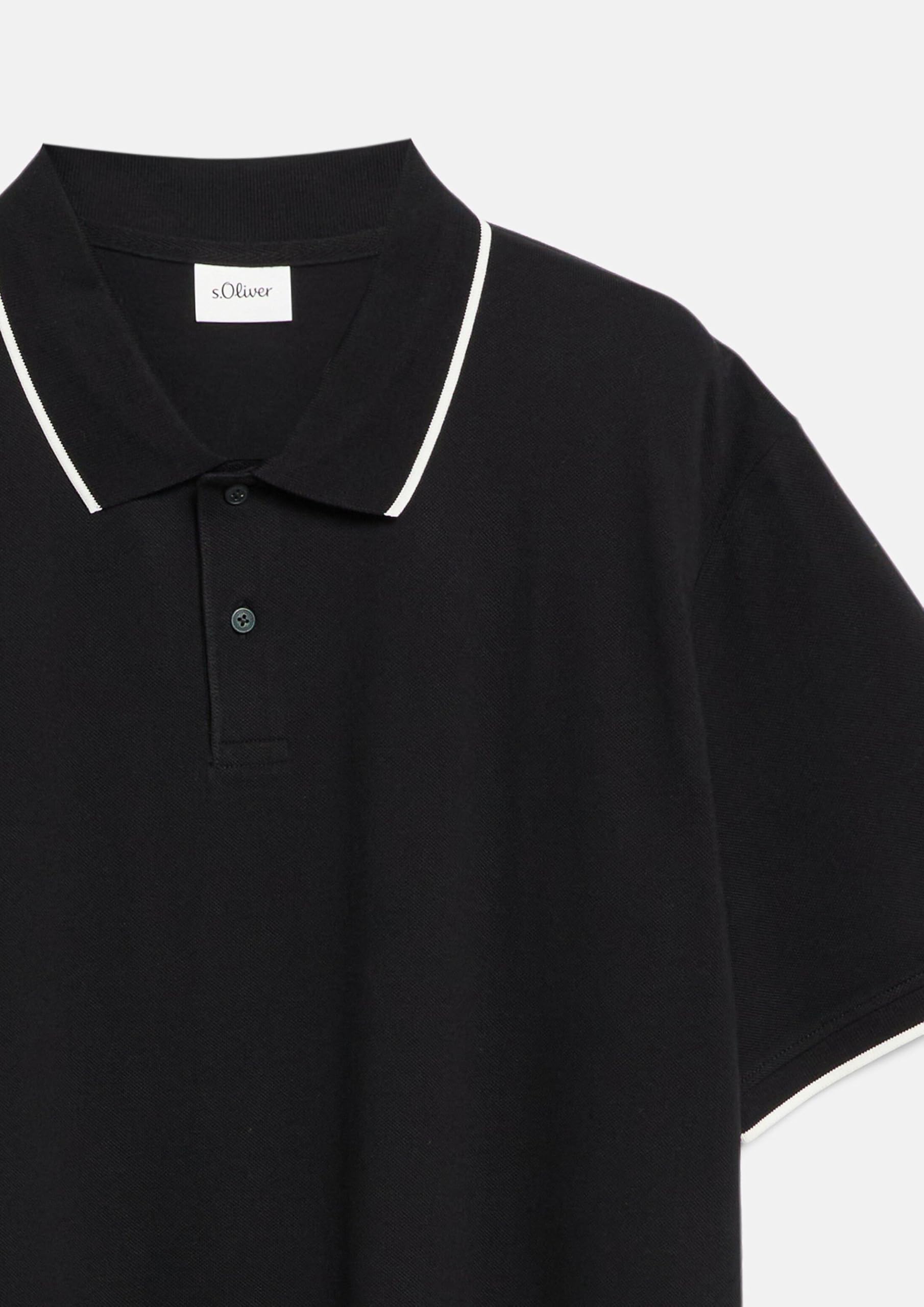 s.Oliver Piqué-Poloshirt Kontrast-Details Baumwolle