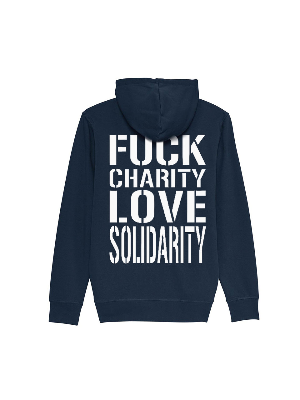 dna merch Fuck Charity Love Solidarity Kapuzenjacke schwarz