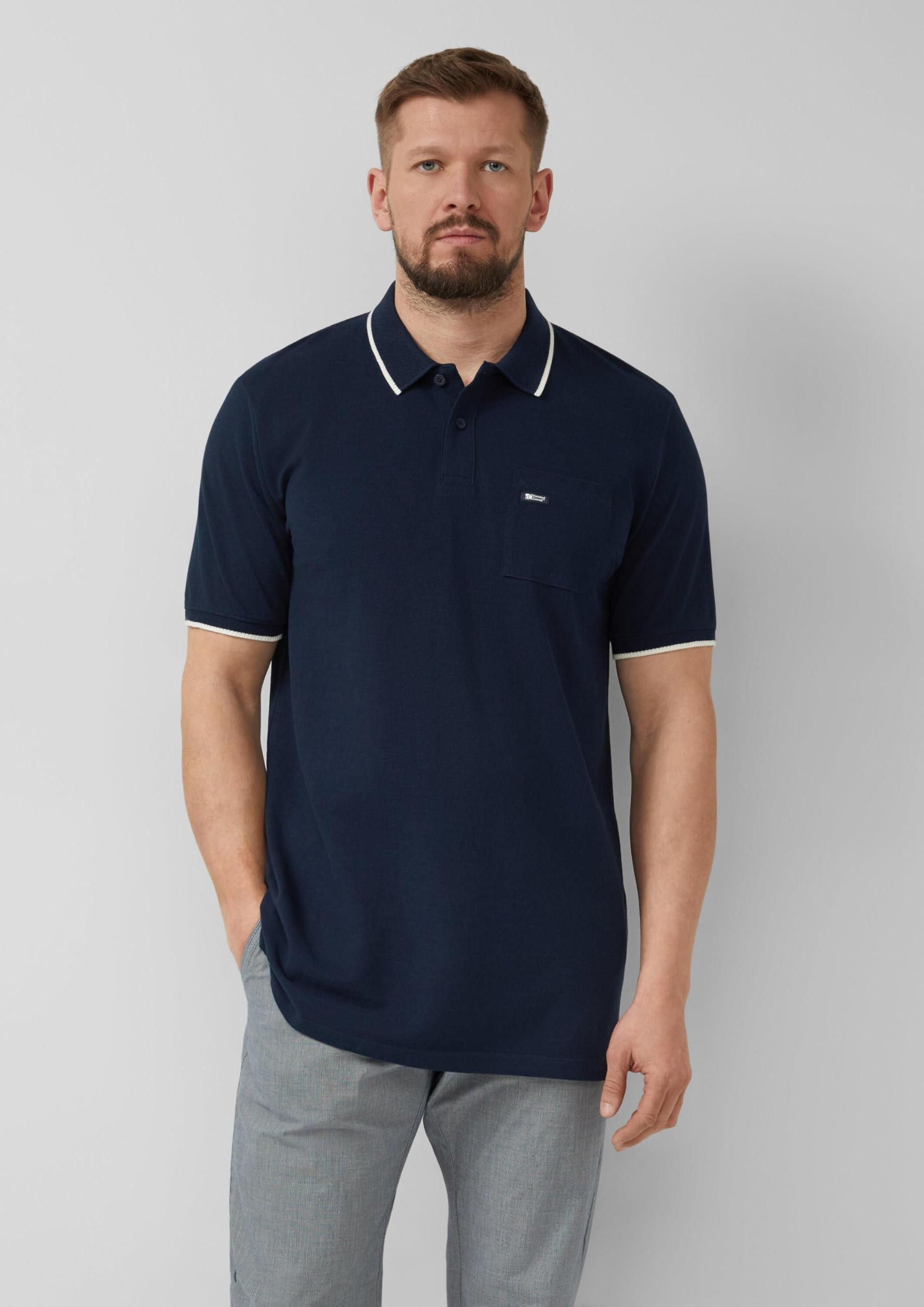 s.Oliver Junior Poloshirt Flammgarn-Piqué Navy Brusttasche