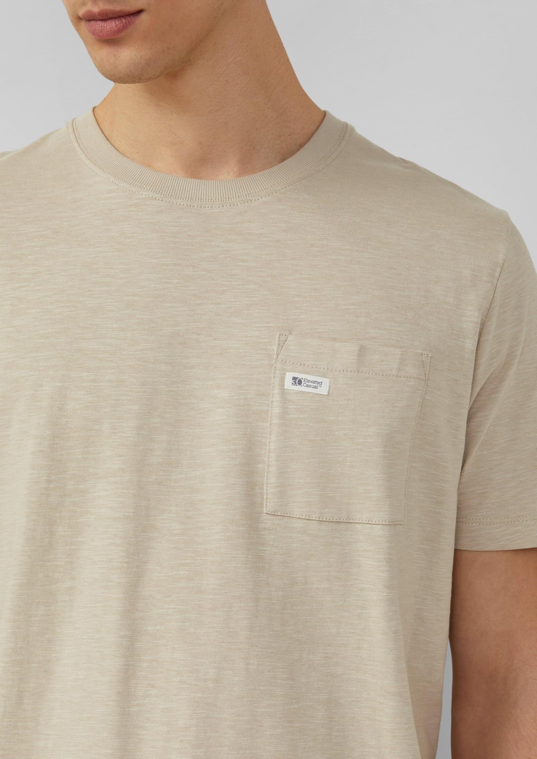 s.Oliver T-Shirt Flammgarn Brusttasche Beige