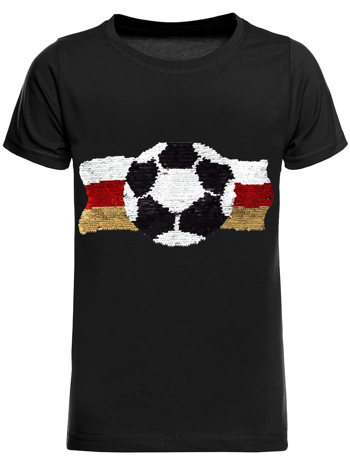 BEZLIT Wende-Pailletten T-Shirt Fußball Schwarz Baumwolle
