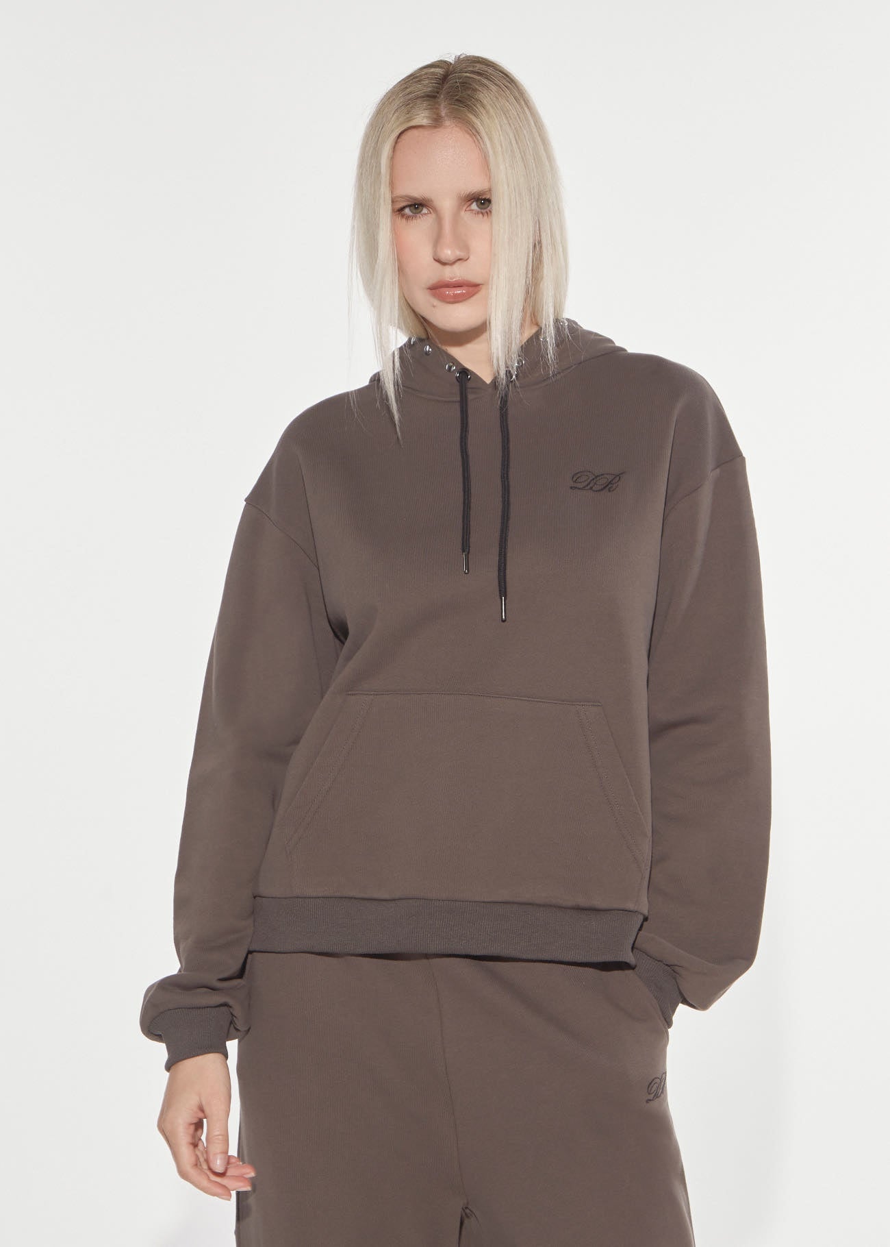 Denny Rose Eclectic Hoodie Army Grey Baumwolle