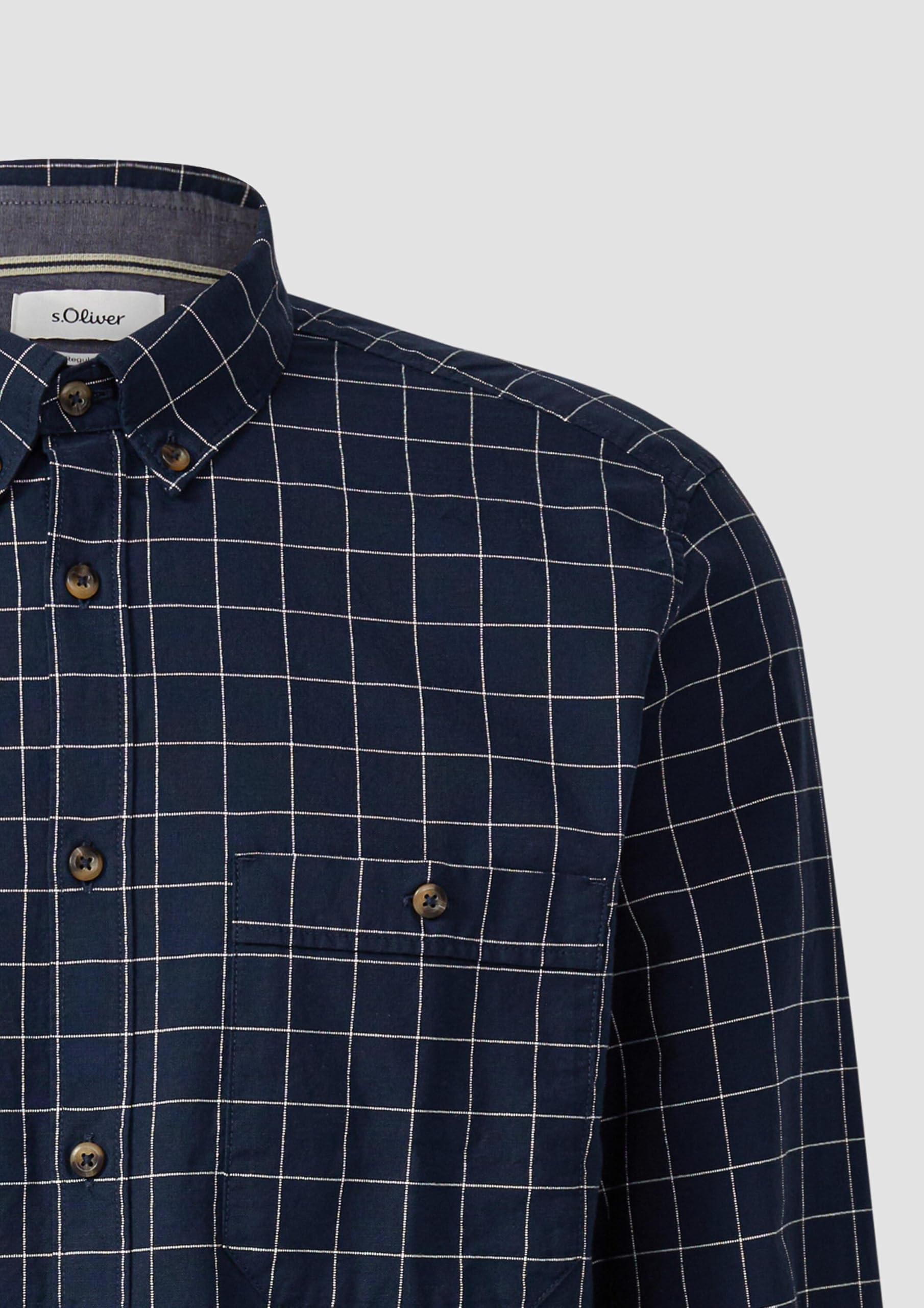 s.Oliver RED LABEL 2169482 Hemd Langarm L blau Karo