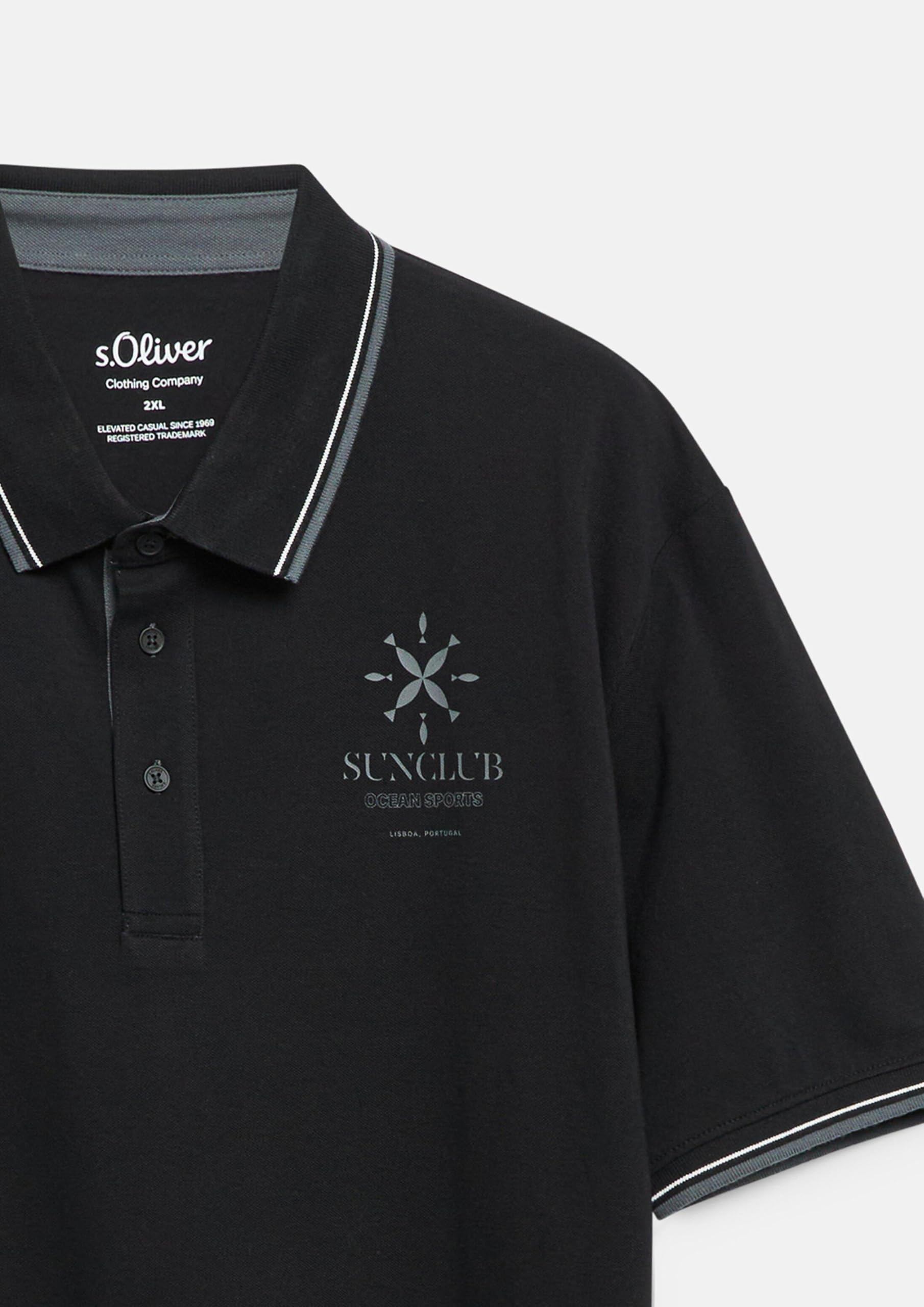s.Oliver Junior Polo Baumwoll-Piqué schwarz Regular Fit