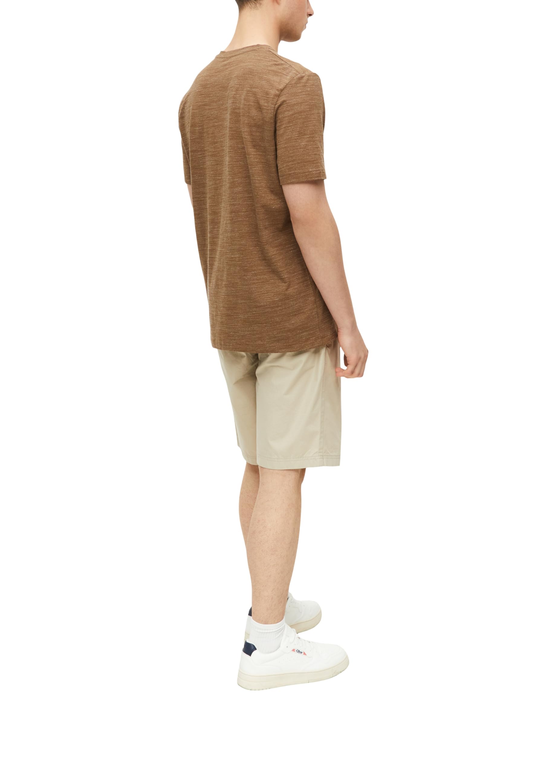 s.Oliver Meliertes T-Shirt mit V-Ausschnitt Braun meliert