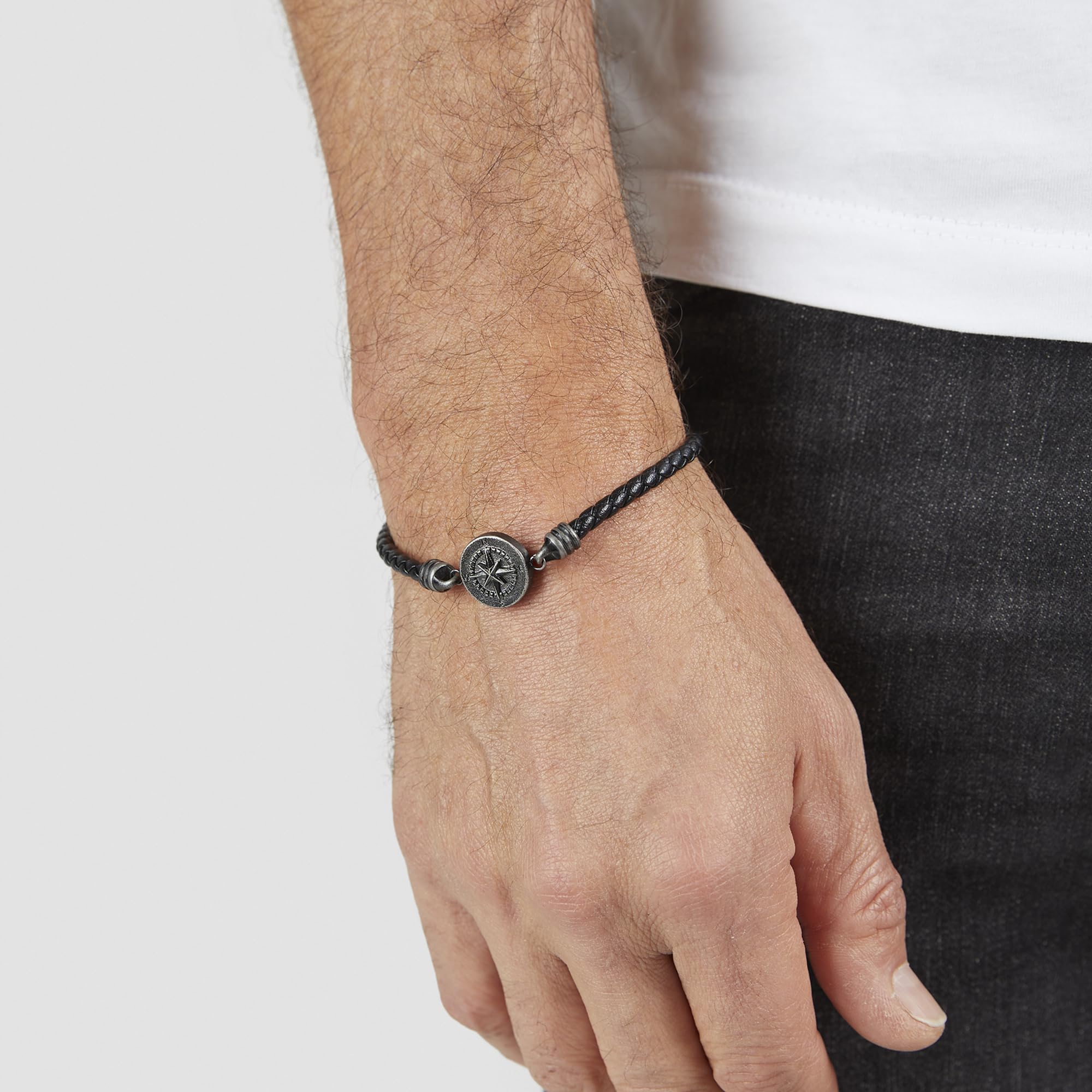 s.Oliver Armband Leder Kompass Edelstahl Herren
