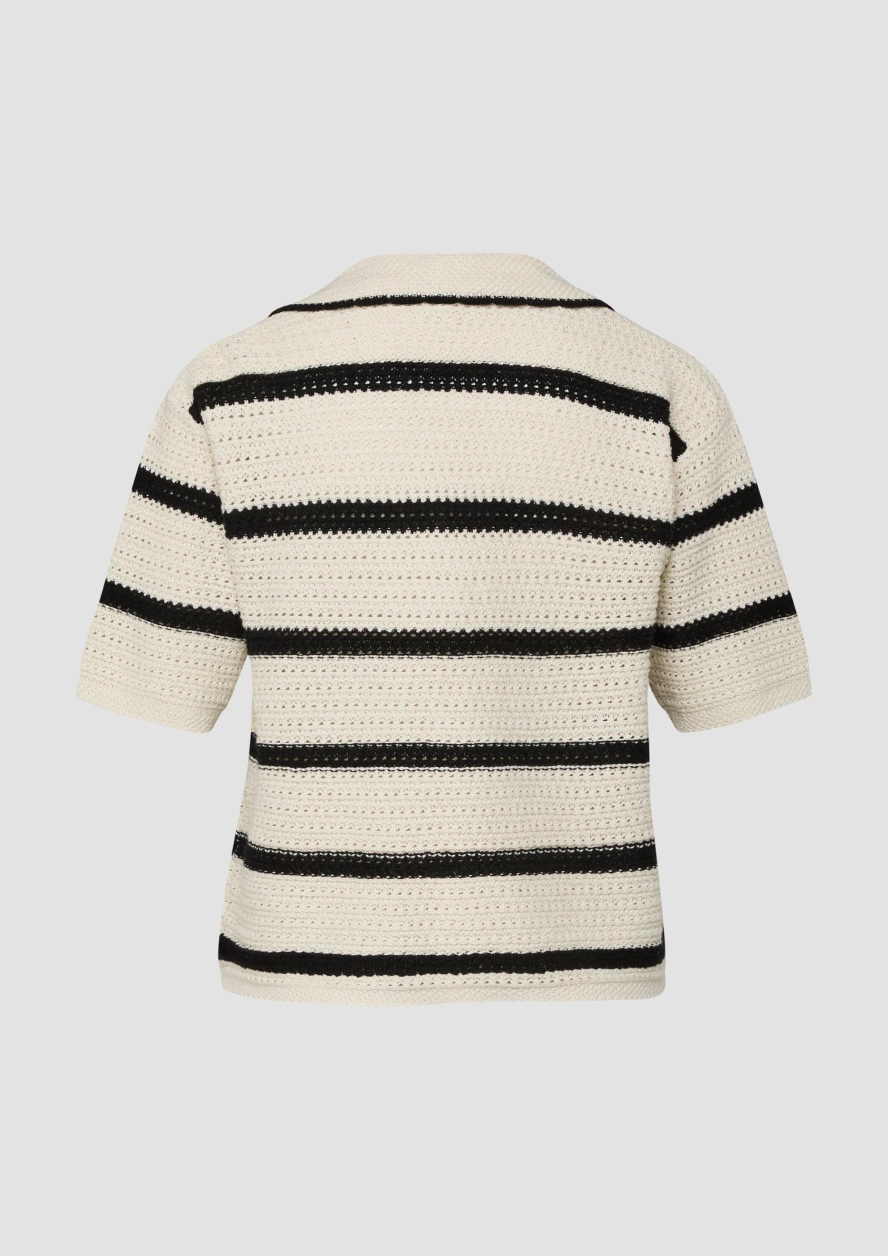 s.Oliver Red Label Strickpolo V-Ausschnitt helles Beige Relaxed Fit