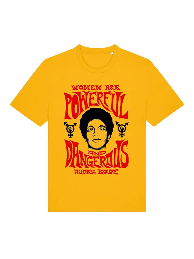 dna merch Powerful And Dangerous Audre Lorde T-Shirt Gelb Zitat