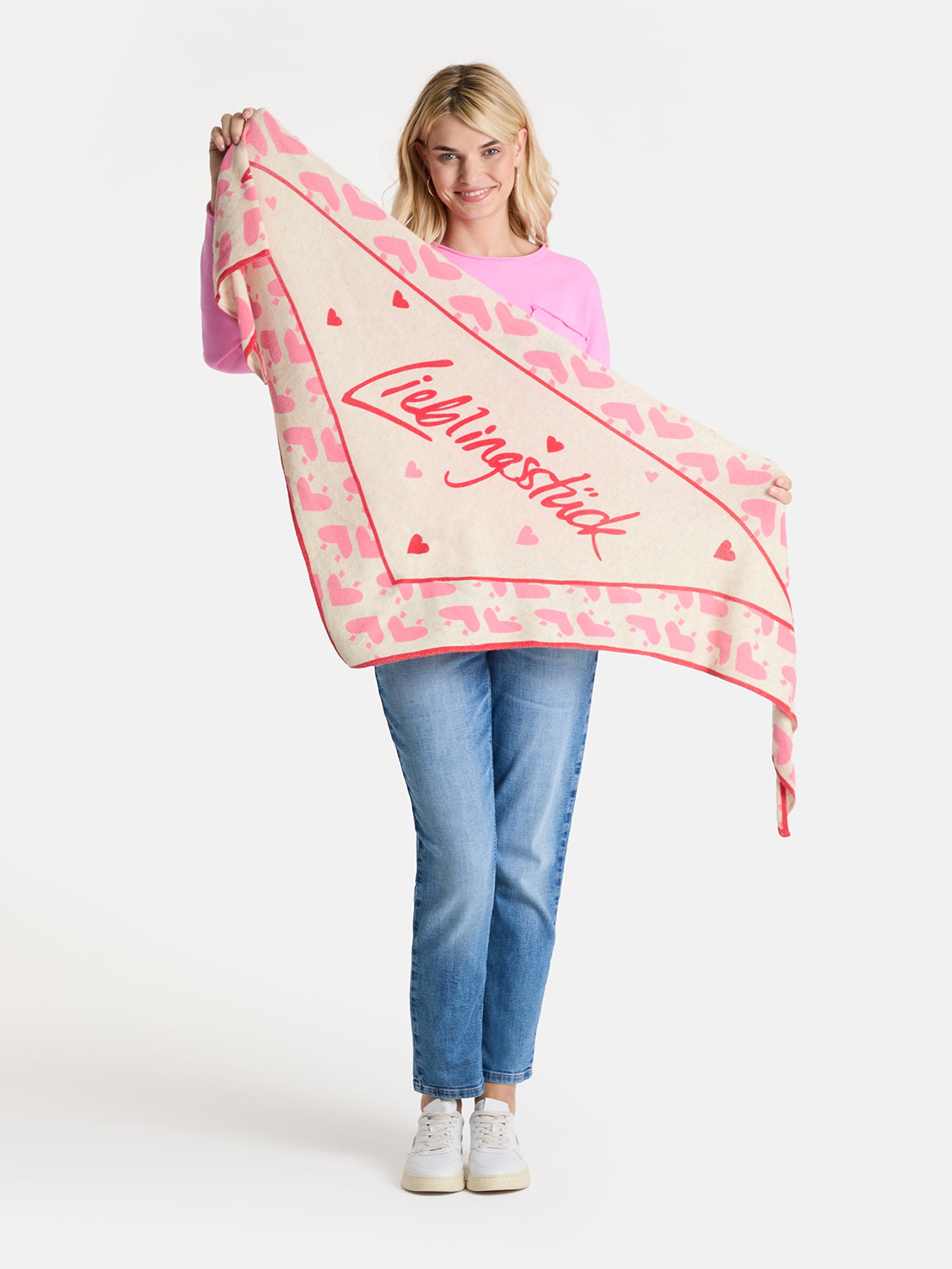 Lieblingsstück VandaL Tuch beige Herzmuster Wollmix
