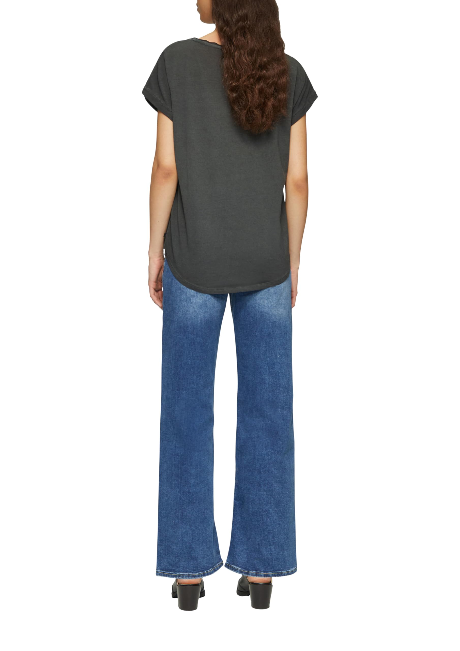 s.Oliver QS Oversize-Shirt Frontprint gewaschen Baumwolle