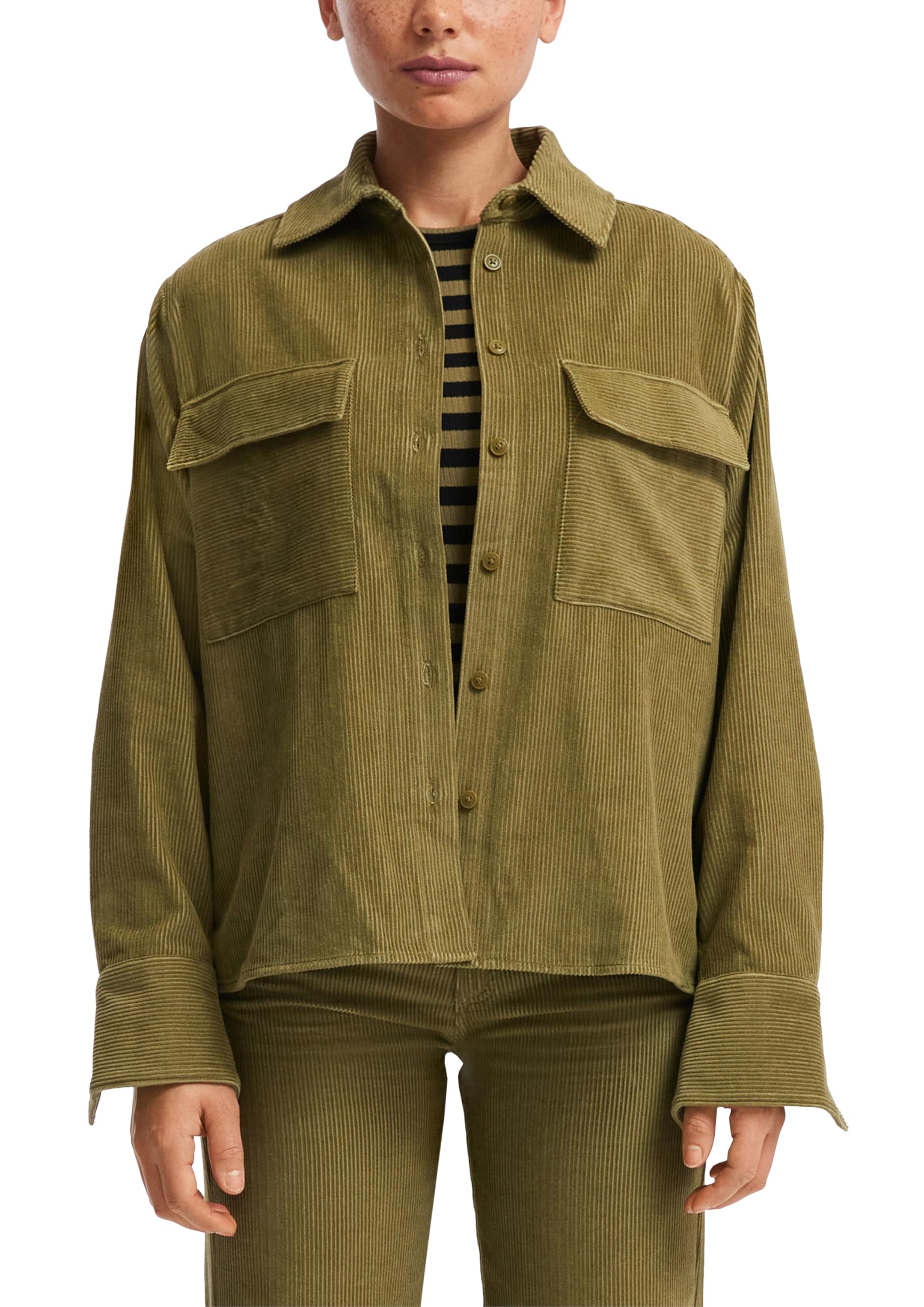 QS by s.Oliver Cord-Overshirt Brusttaschen pastelltürkis