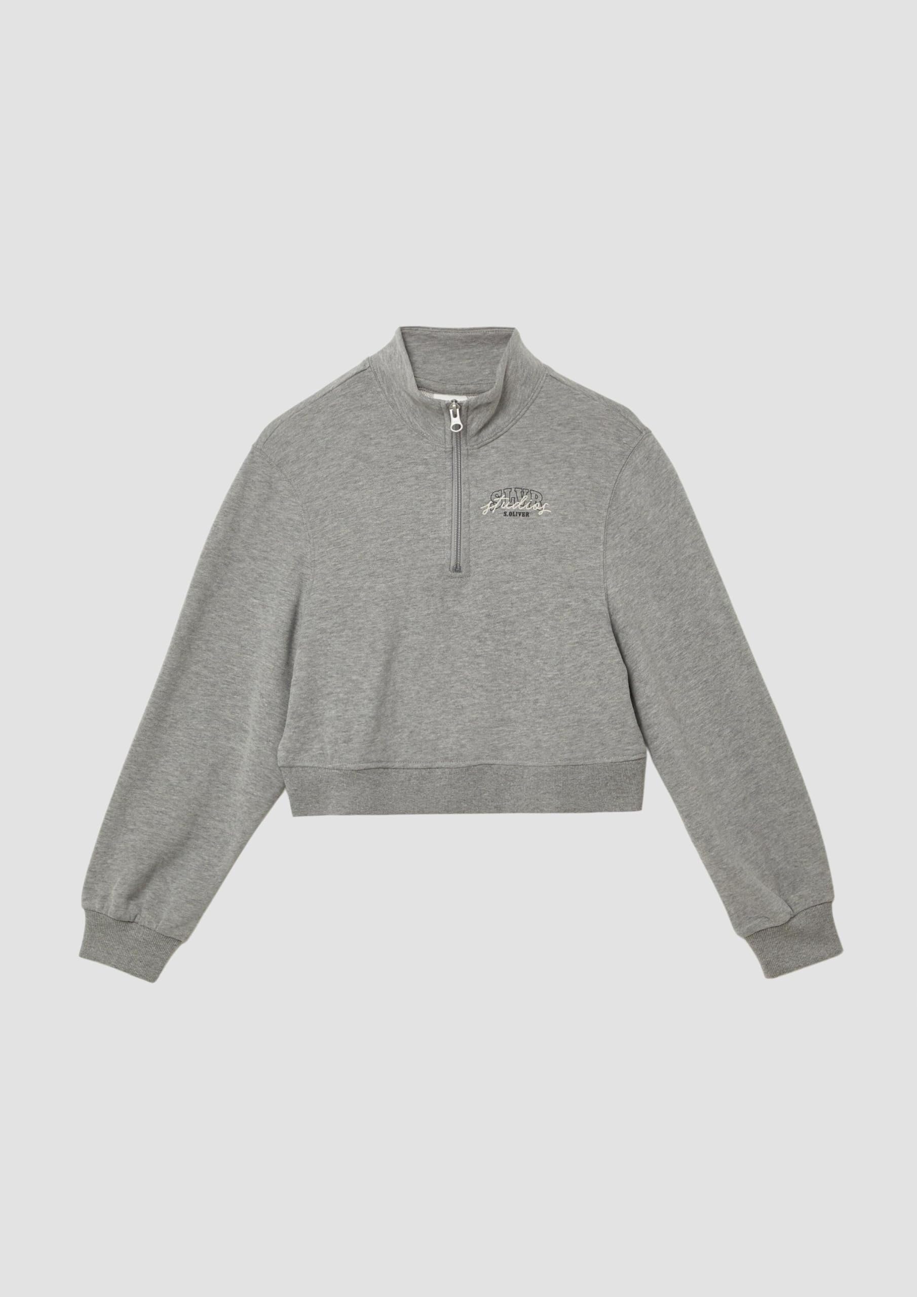 s.Oliver RED LABEL Cropped-Sweatshirt creme Stehkragen