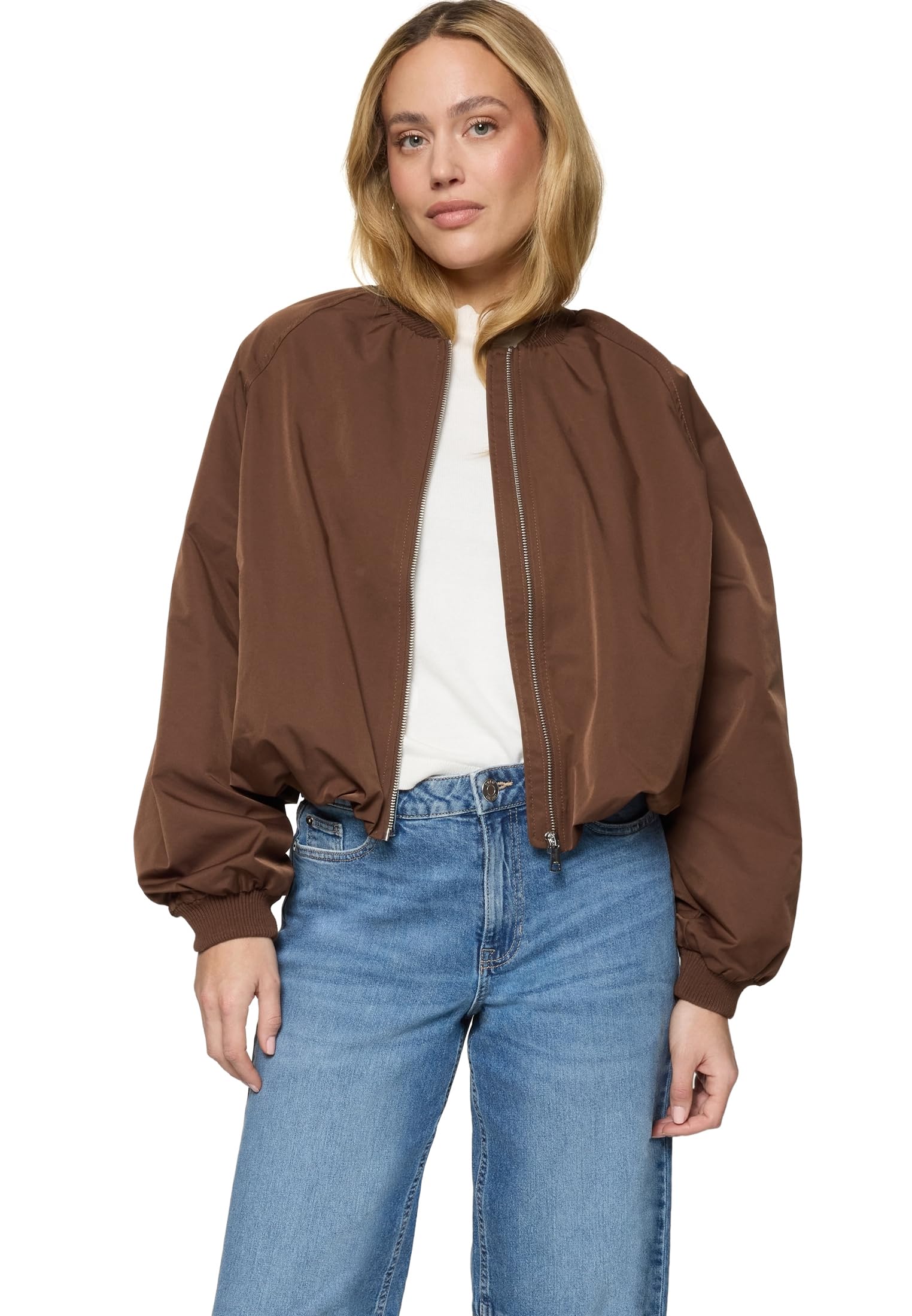 zero Bomberjacke mit Reißverschluss Gr.40 Downtown Brown