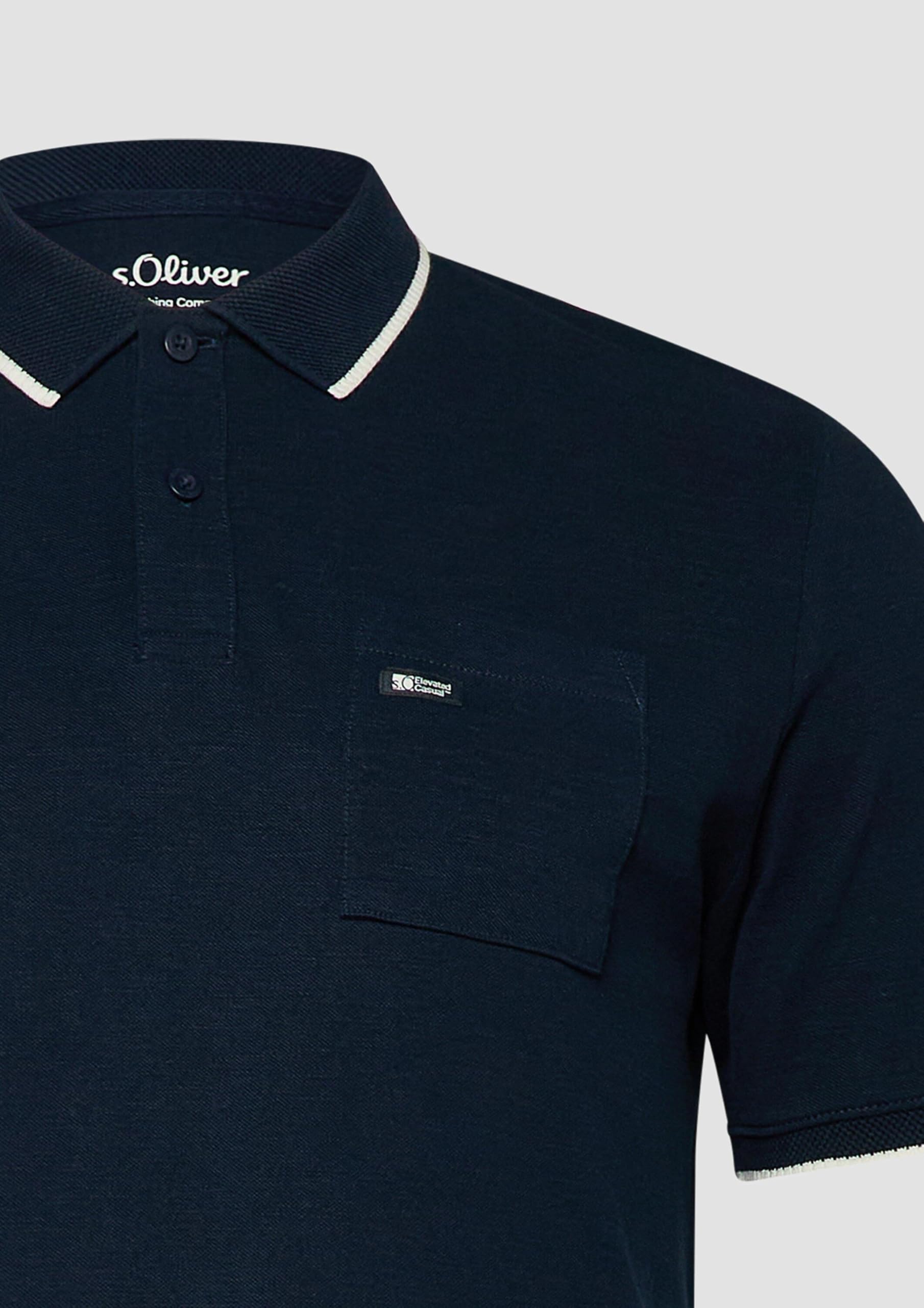 s.Oliver Junior Poloshirt Flammgarn-Piqué Navy Brusttasche