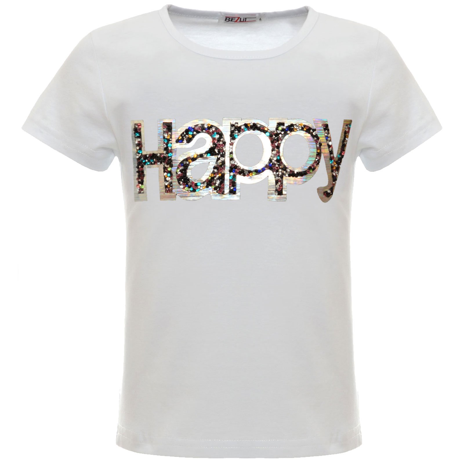 BEZLIT Mädchen T-Shirt Smile Glitzer Grau Baumwolle