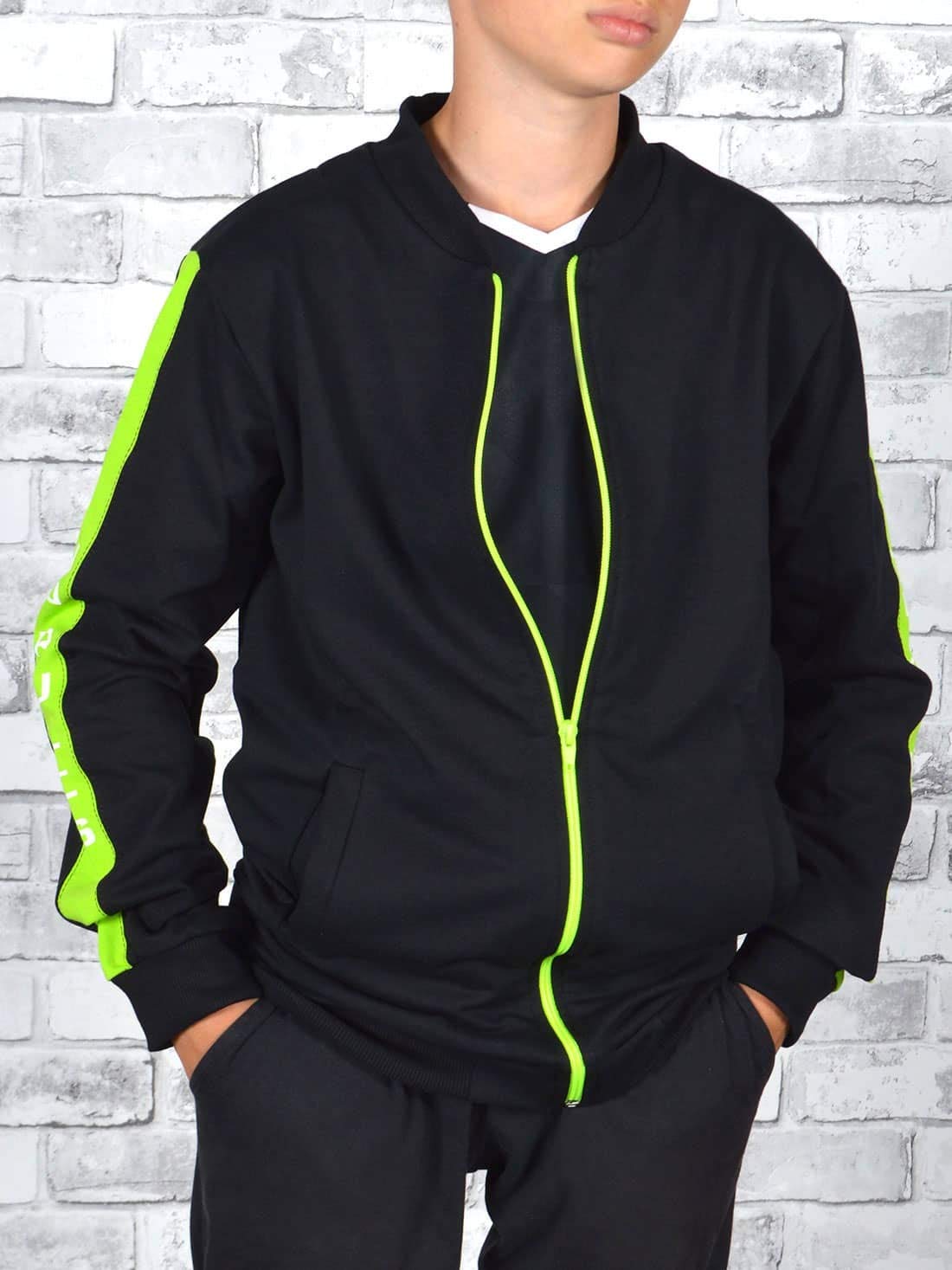 BEZLIT Jungen Sweatjacke Break Rules schwarz-hellgrün Zip