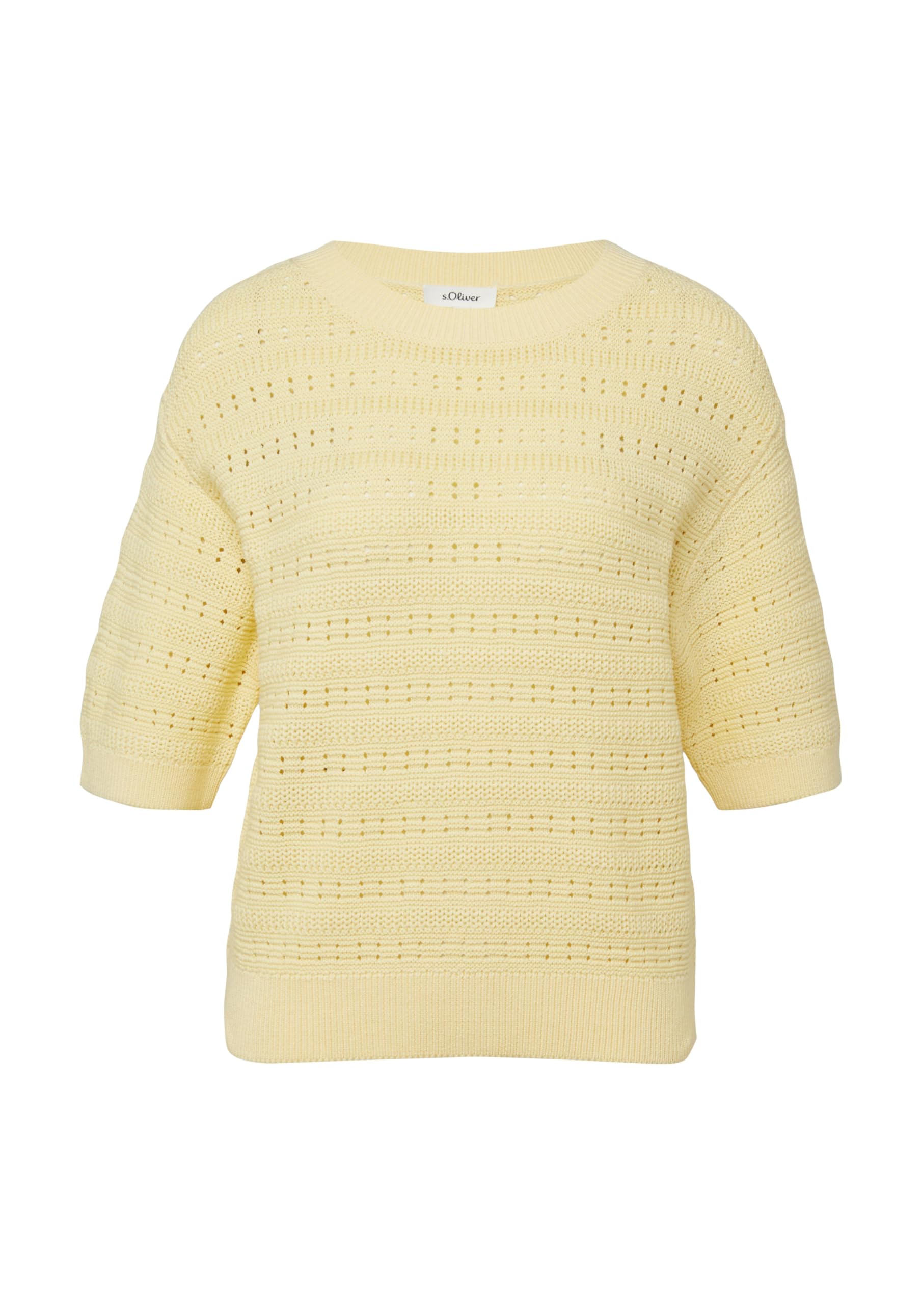s.Oliver RED Label Strickpullover kurzarm Gelb Gr.36 Baumwolle