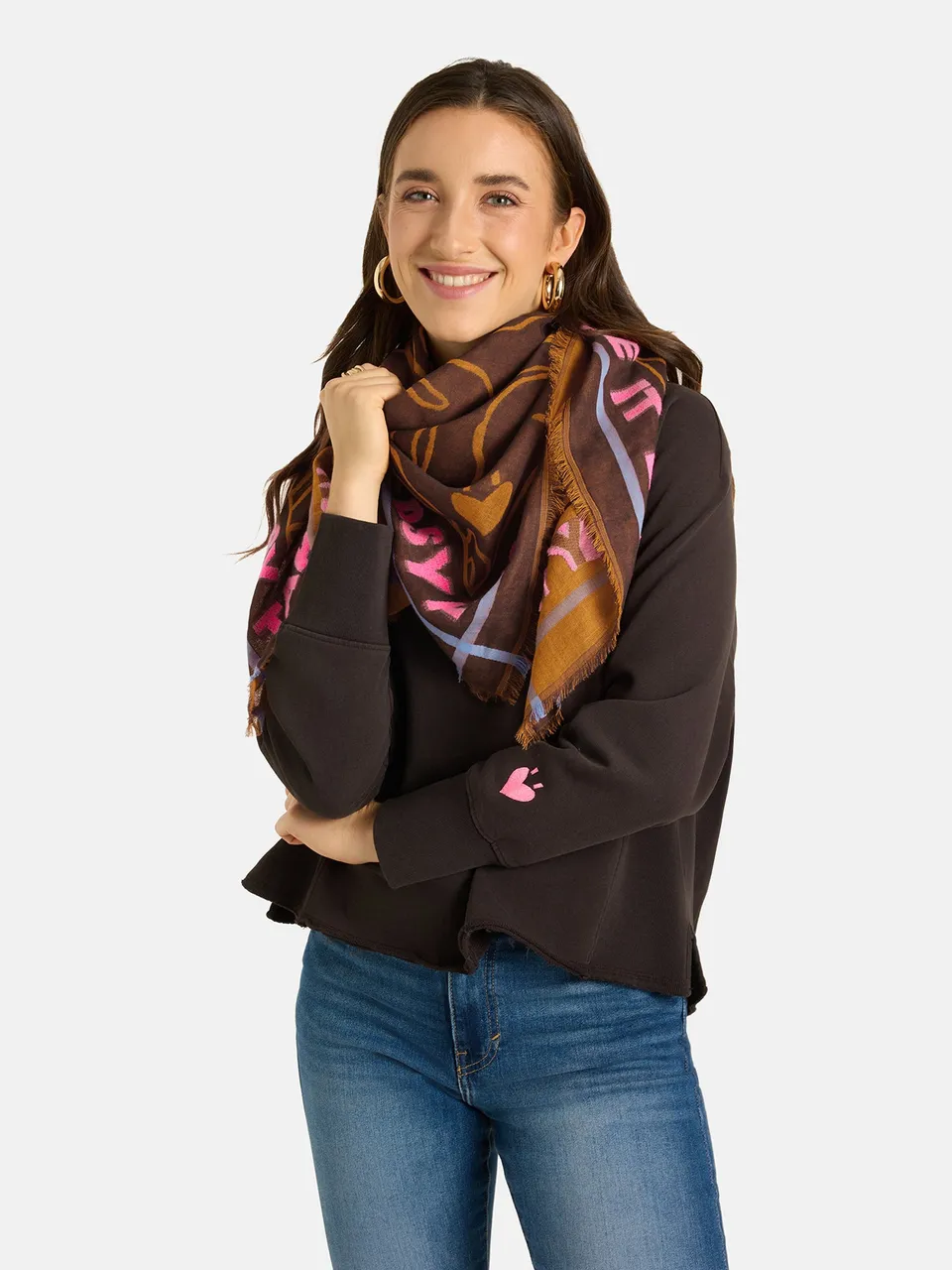 Lieblingsstück MadelaineL Tuch dark brown mit Wolle